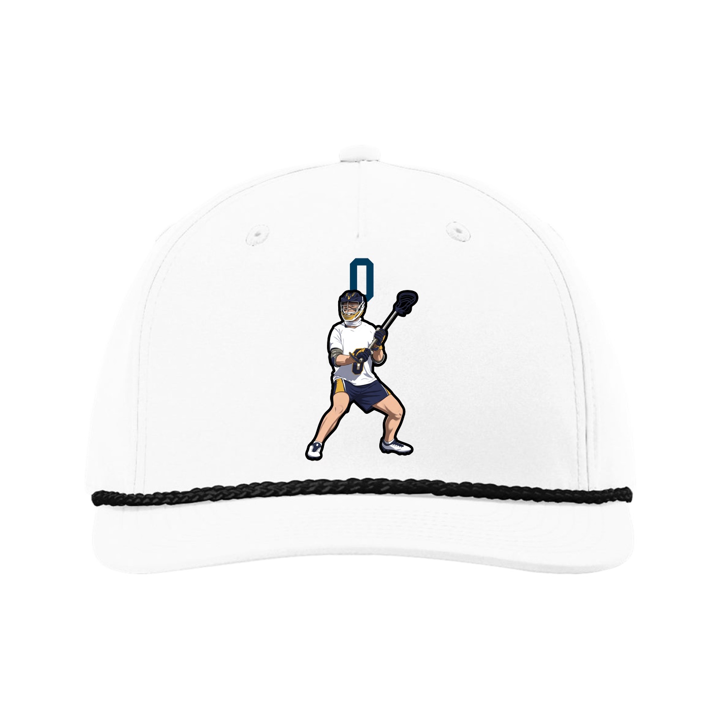Five-Panel Classic Rope Cap — Number Top in White