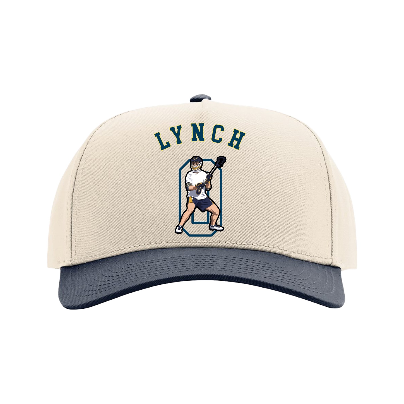 Full Fabric Five-Panel Champ Cap — Shirsey Arch in Cream/Navy