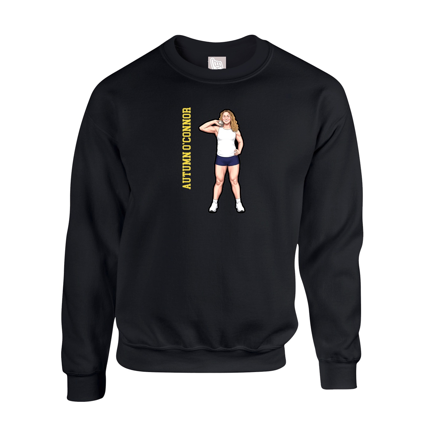 Fleece Crew — Name Vertical in Black