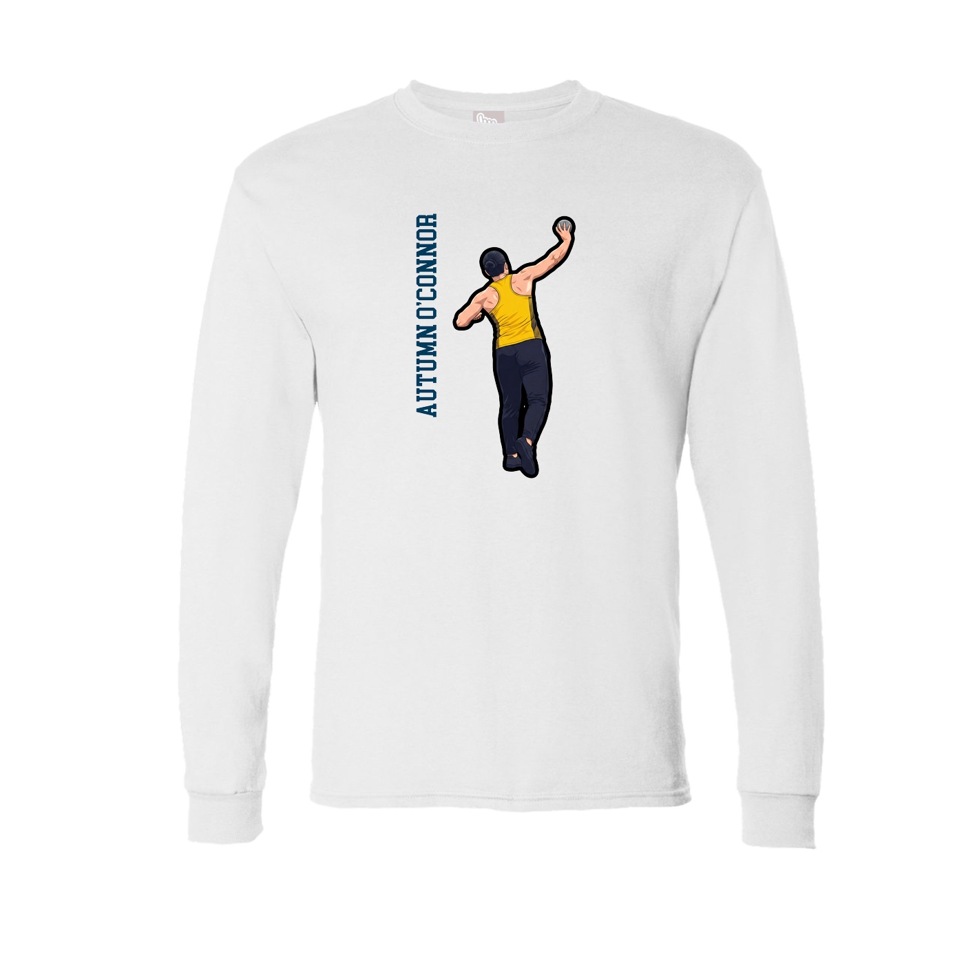 Long Sleeve Tee — Name Vertical in White