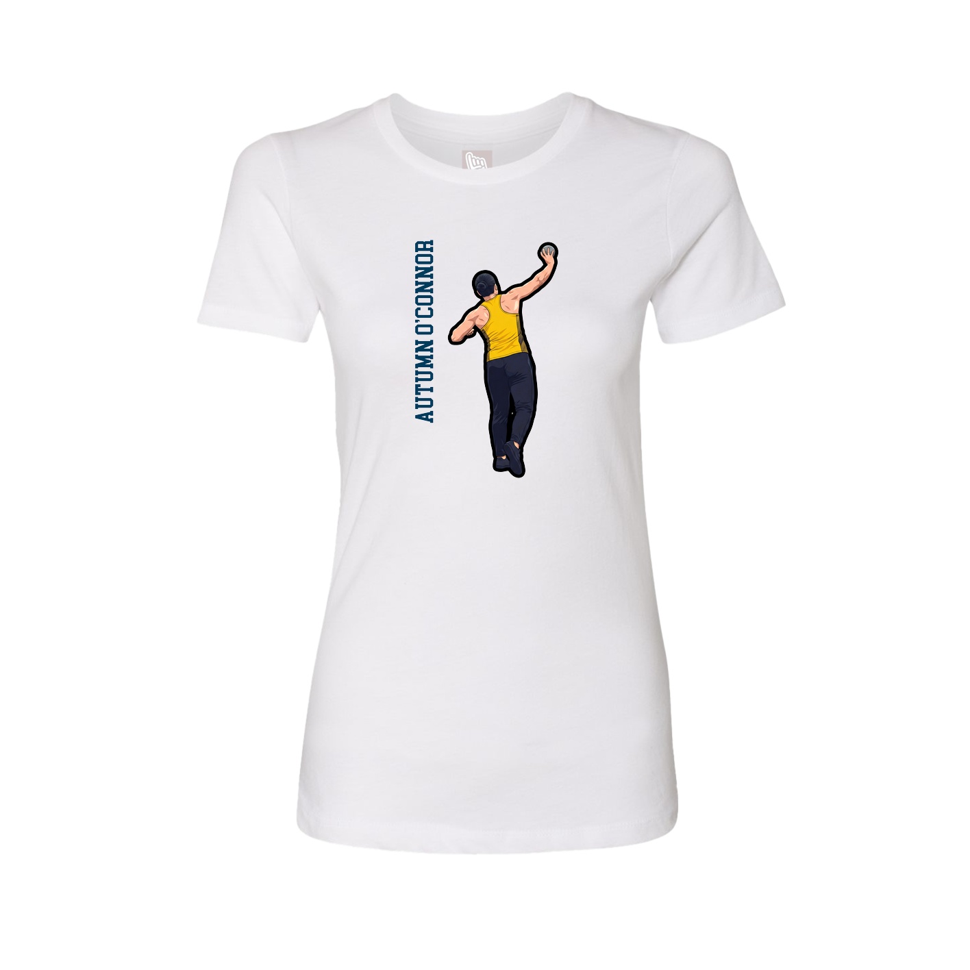 Fitted Women's Tee — Name Vertical in White