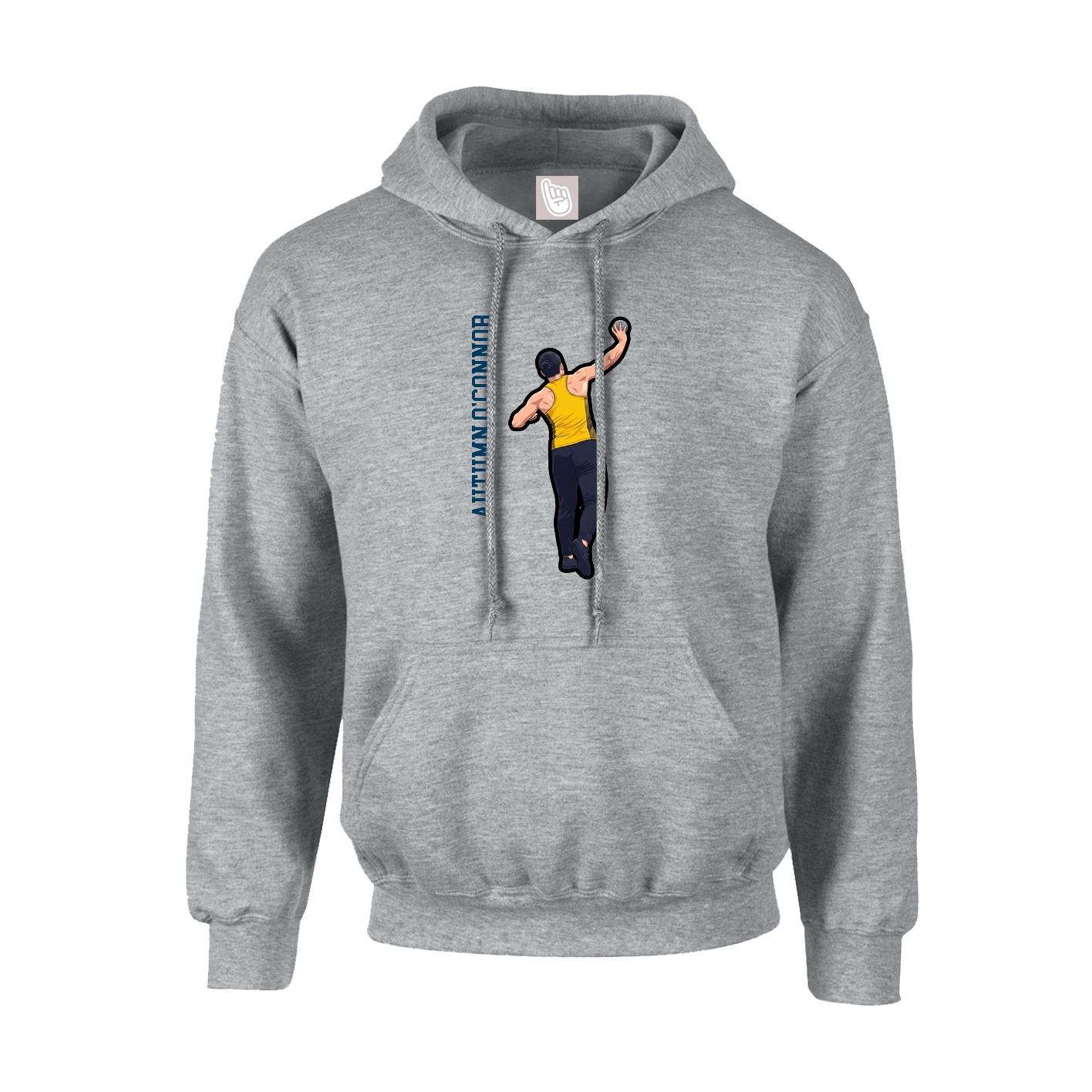 Hoodie — Name Vertical in Grey