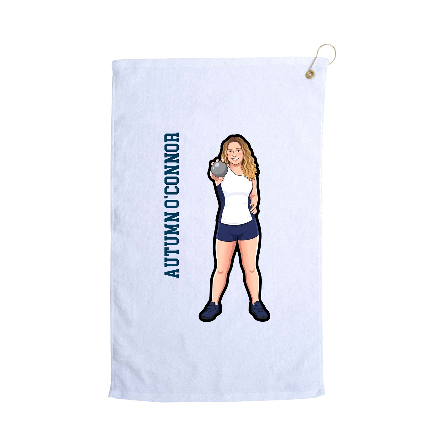 Golf Towel — Name Vertical in White