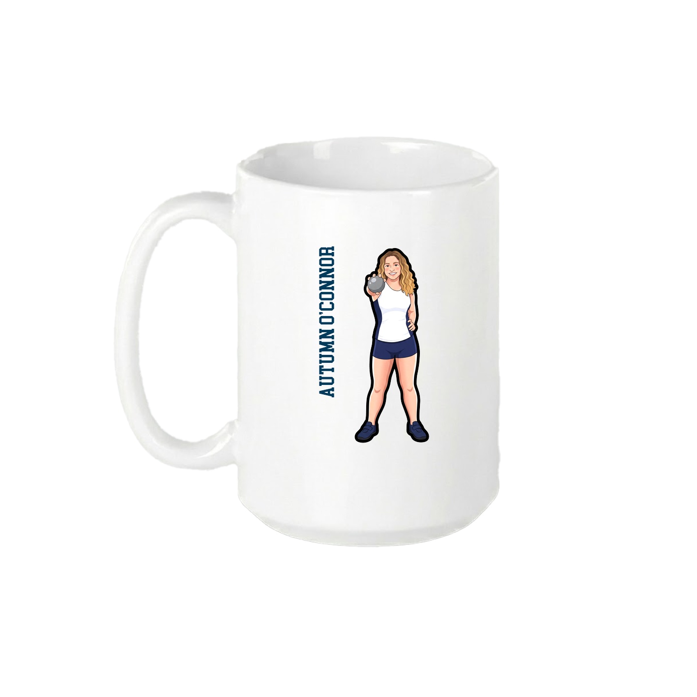 15oz Coffee Mug — Name Vertical in White