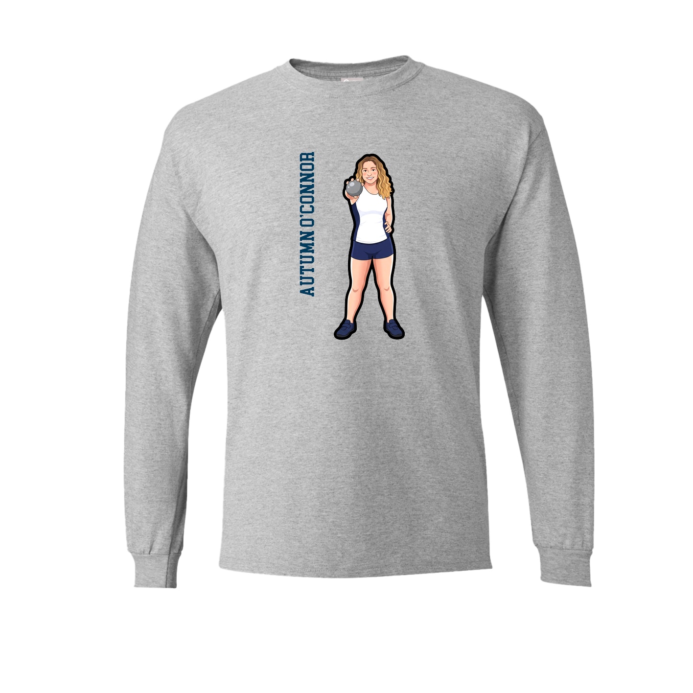 Long Sleeve Tee — Name Vertical in Grey