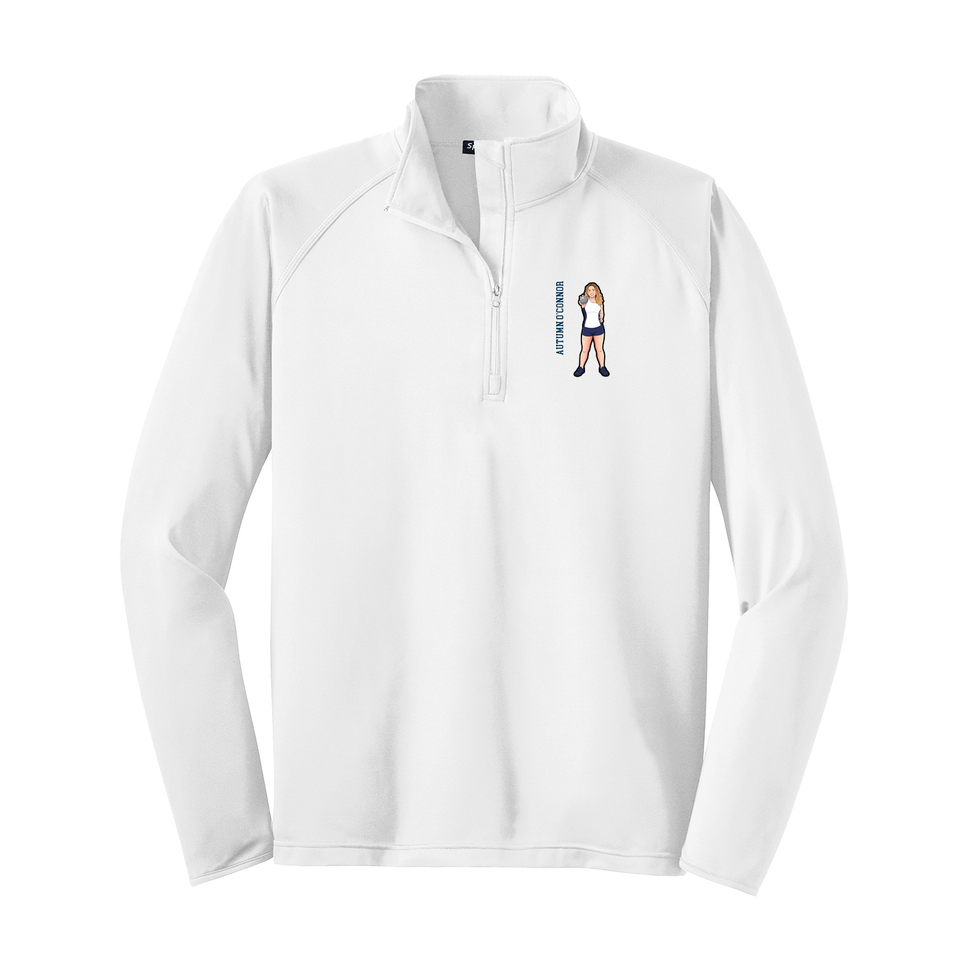 Q-Zip Pullover — Name Vertical in White