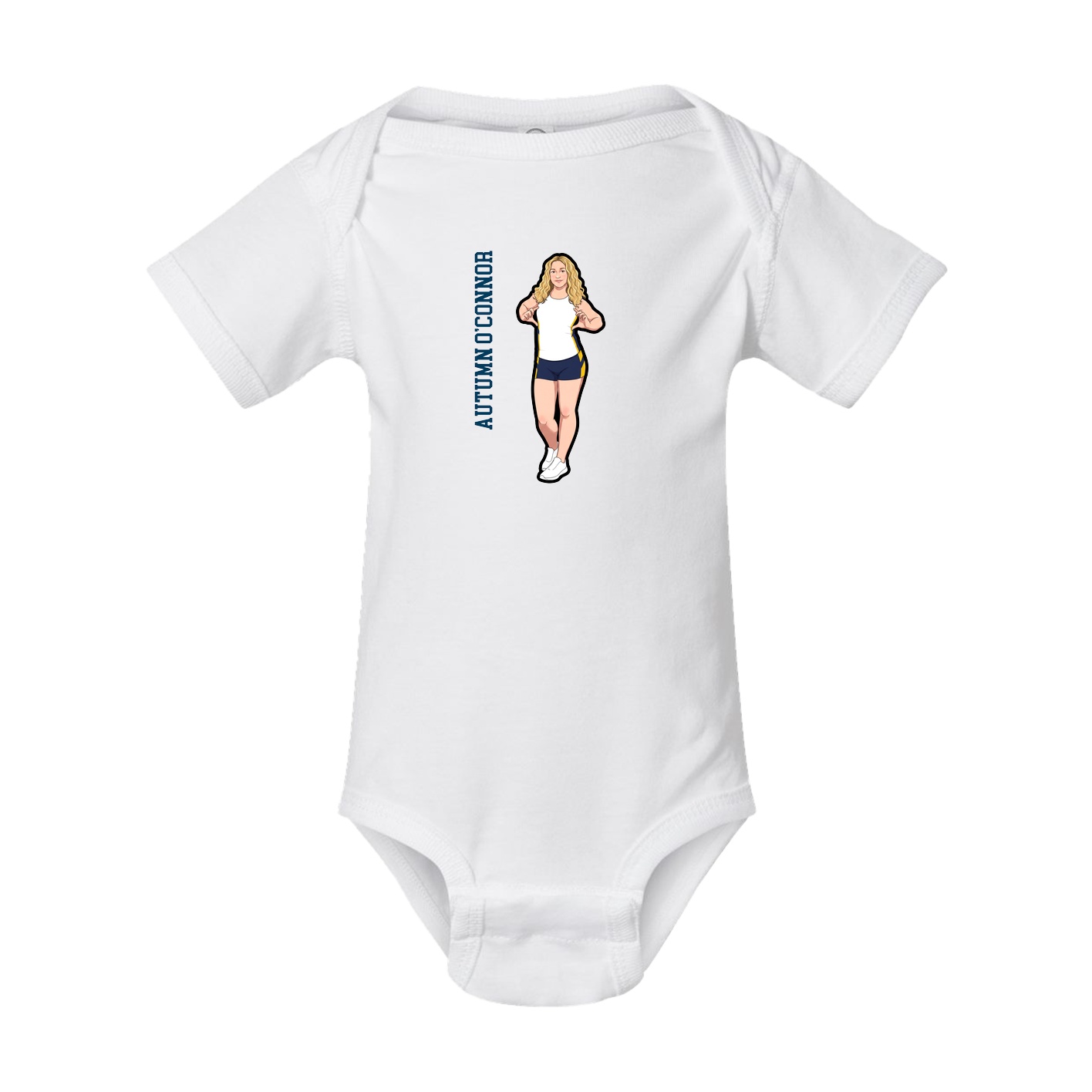 Baby Onesie — Name Vertical in White