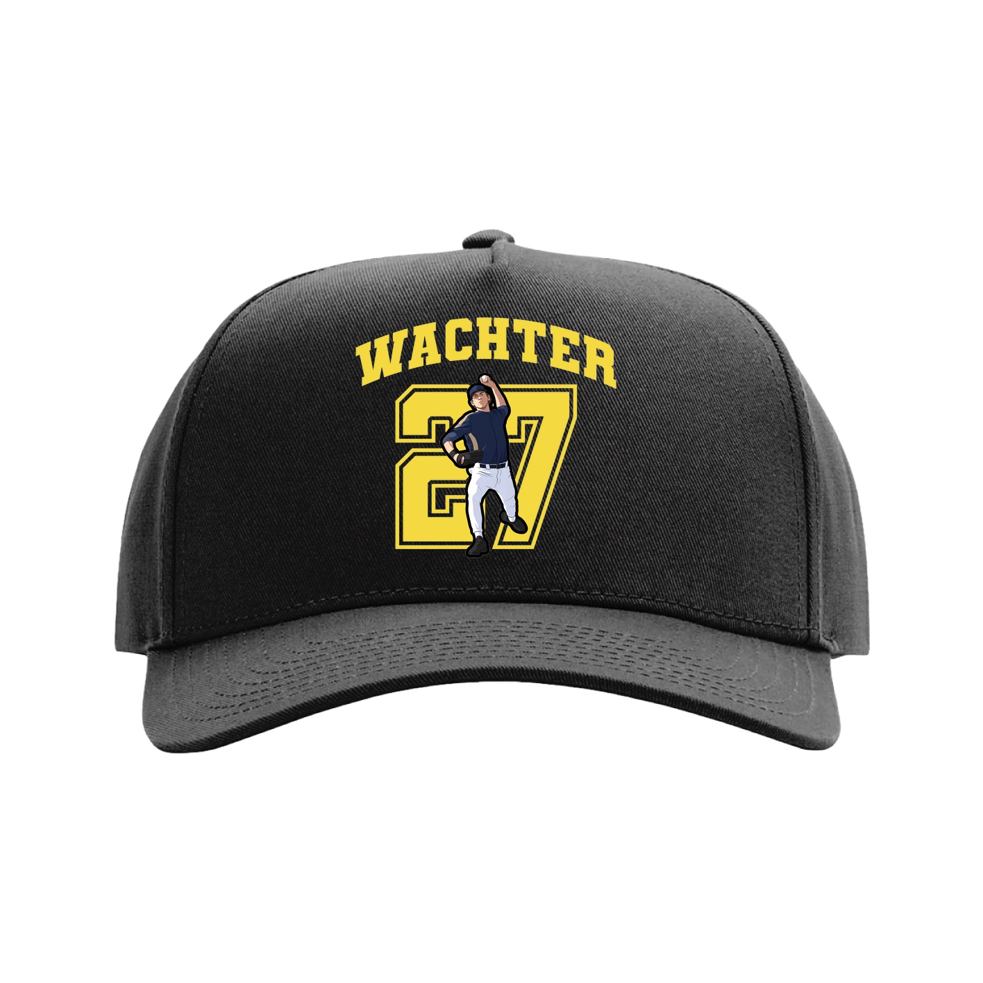 Full Fabric Five-Panel Champ Cap — Number in Black