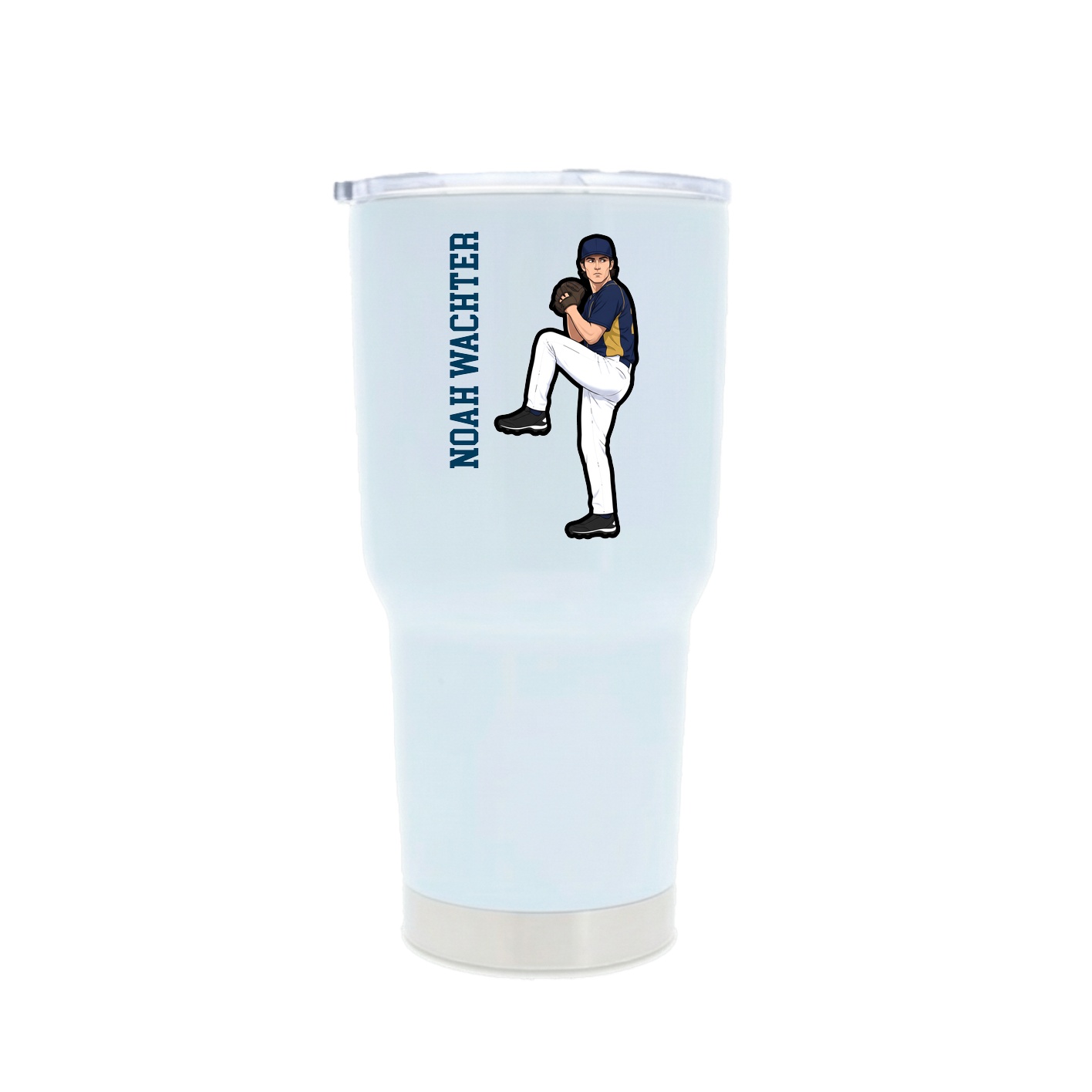 30oz Stainless Steel Tumbler — Name Vertical in White