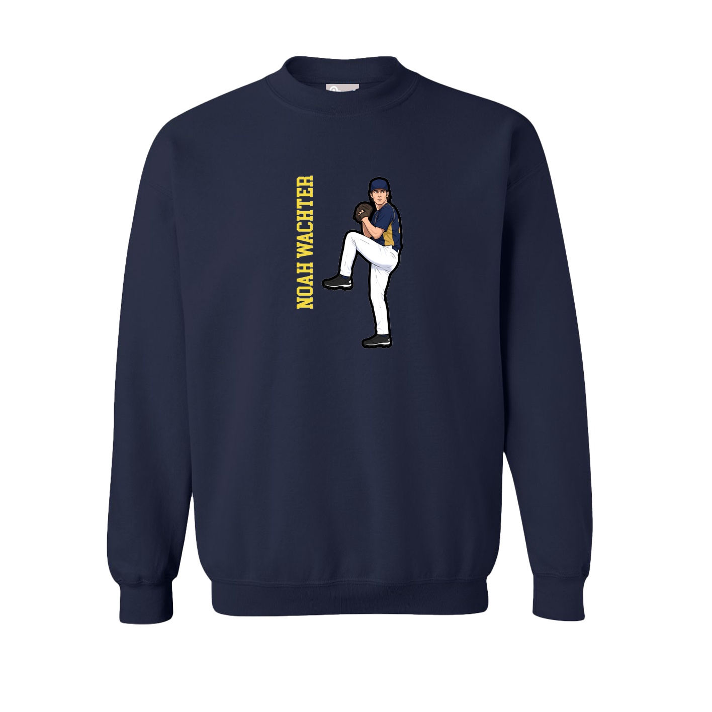 Fleece Crew — Name Vertical in Navy
