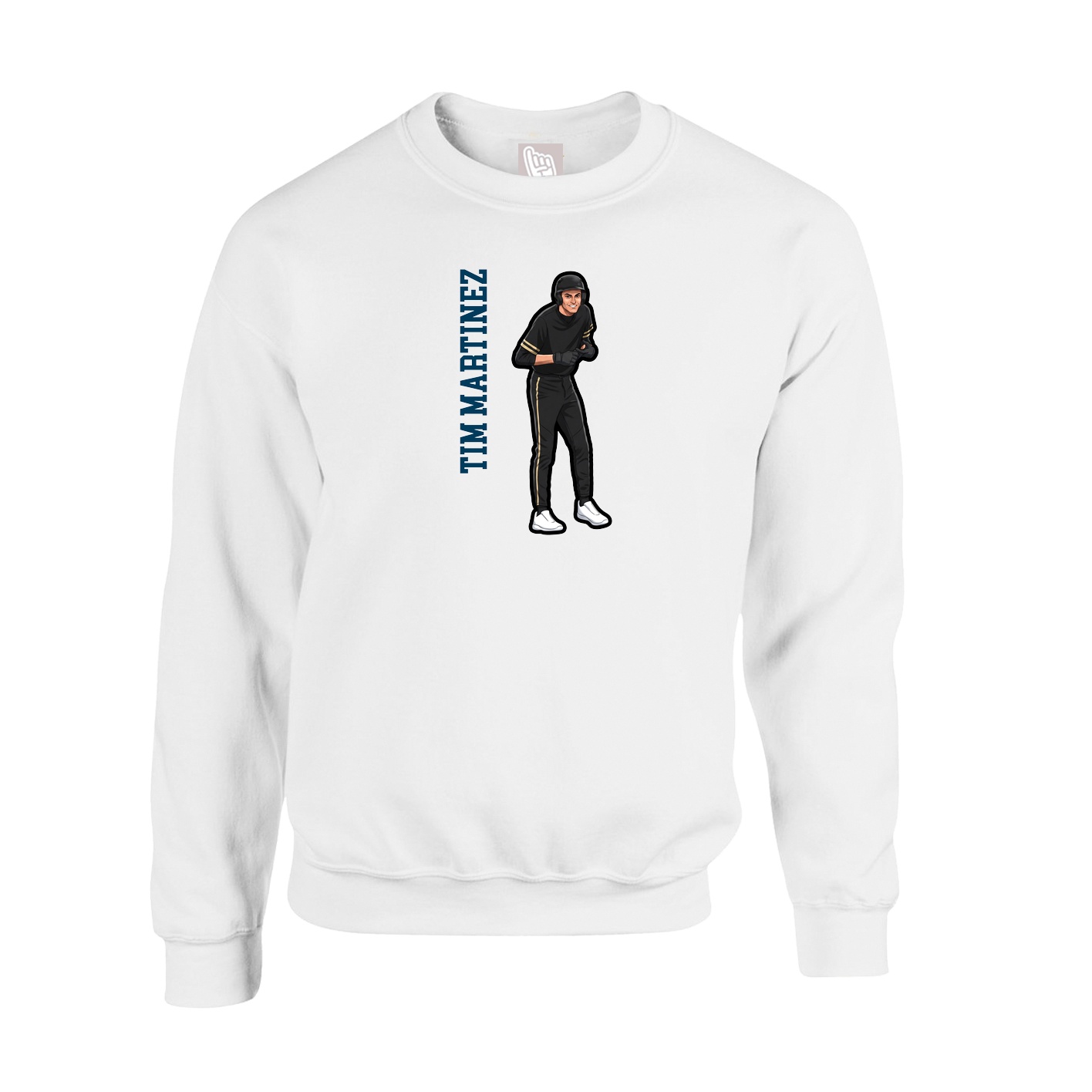 Fleece Crew — Name Vertical in White