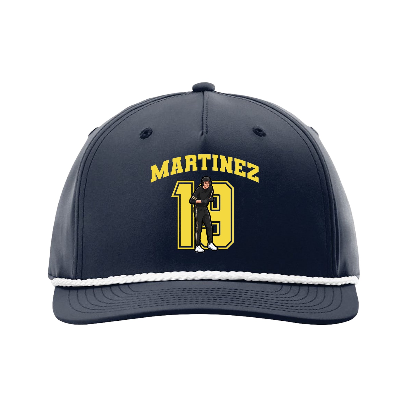 Five-Panel Classic Rope Cap — Number in Navy