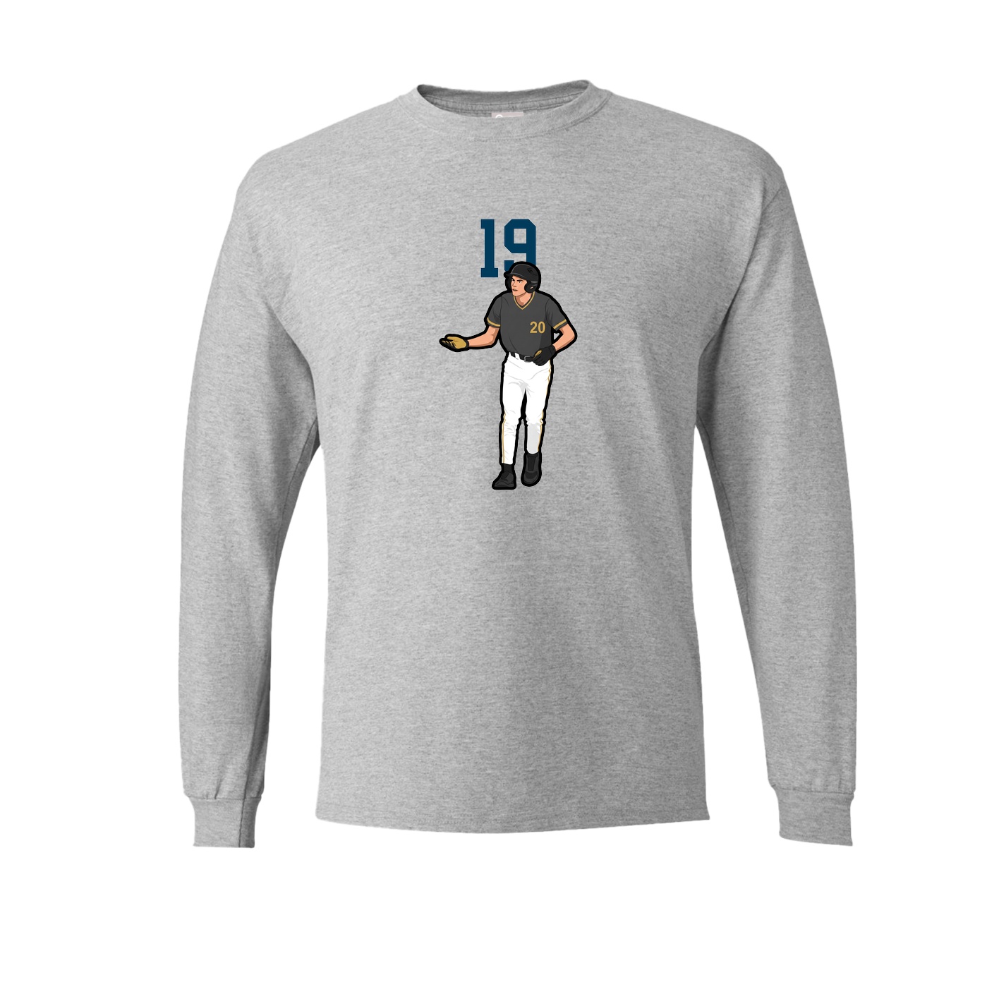Long Sleeve Tee — Number Top in Grey
