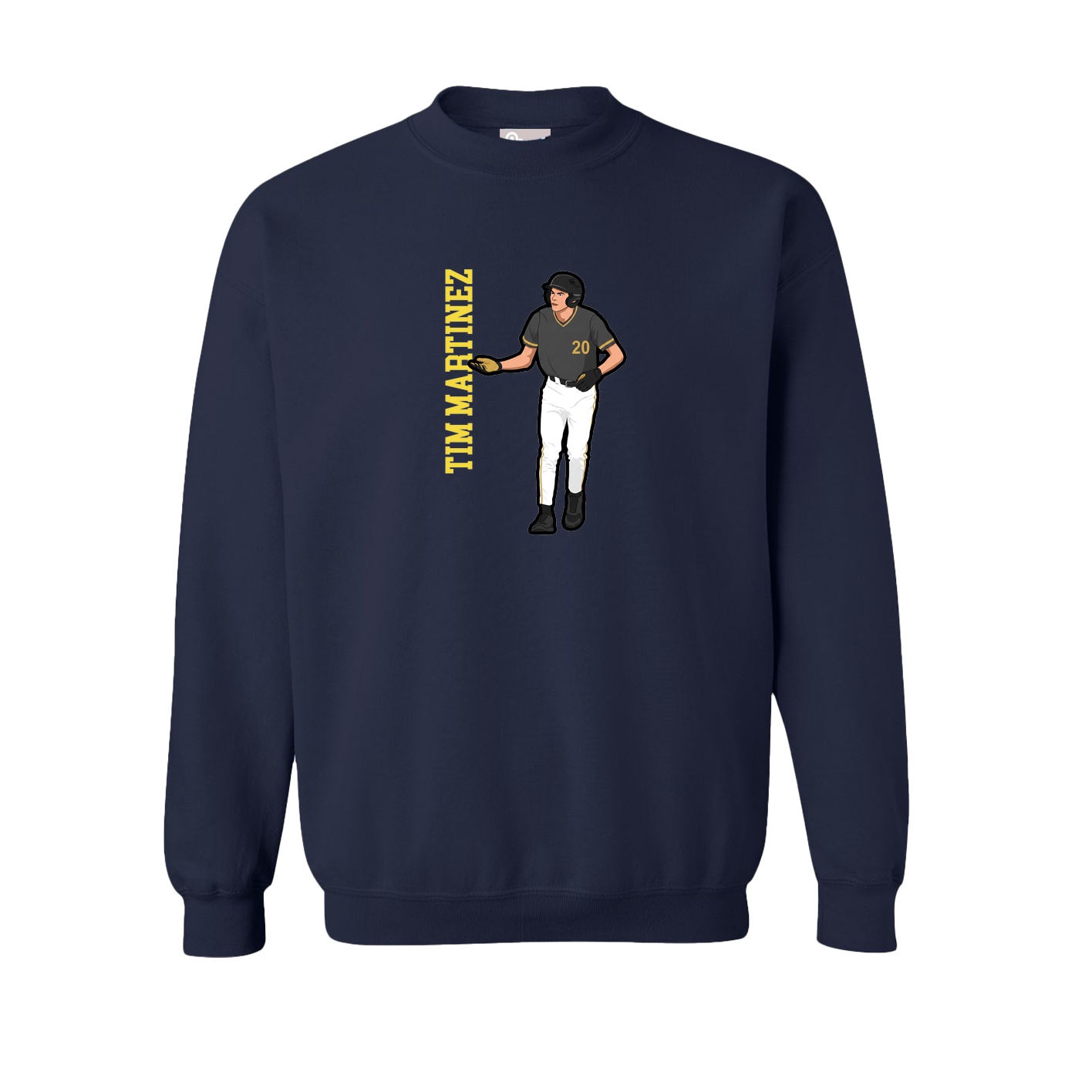 Fleece Crew — Name Vertical in Navy