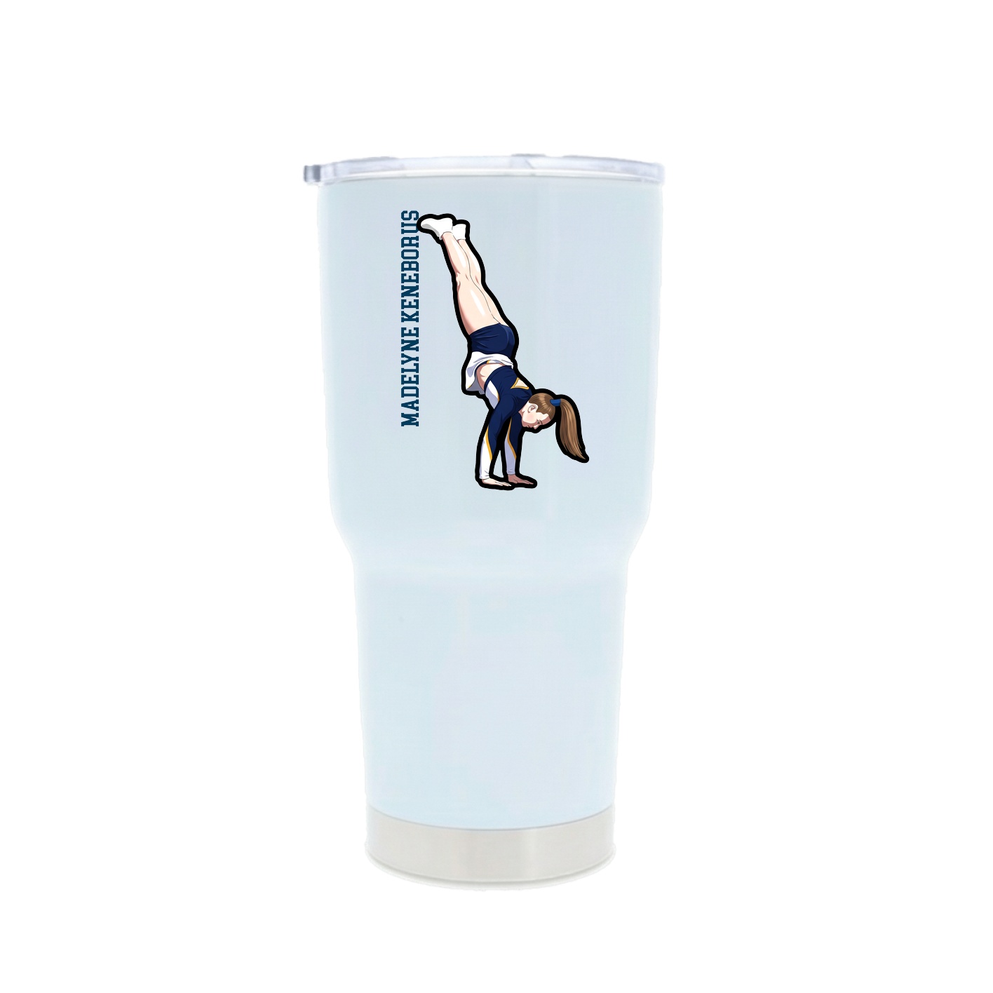 30oz Stainless Steel Tumbler — Name Vertical in White