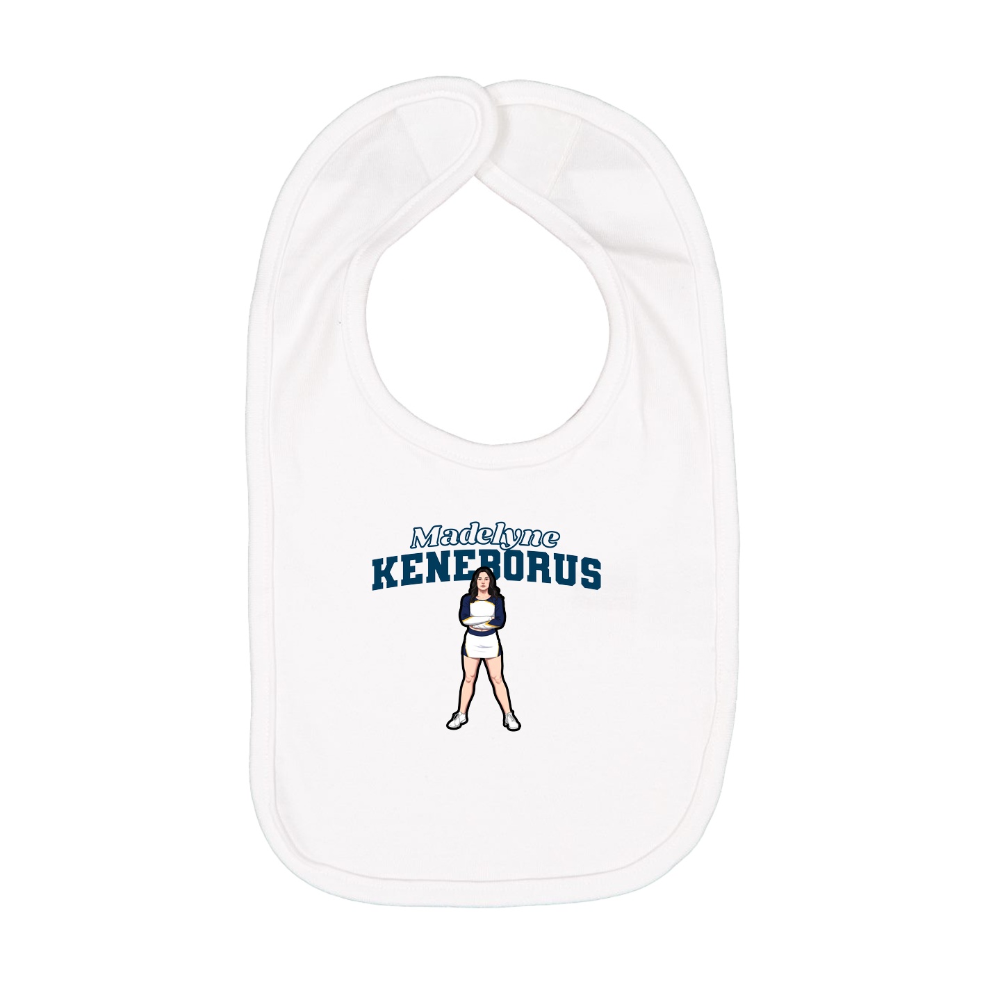 Infant Bib — Name Arch in White
