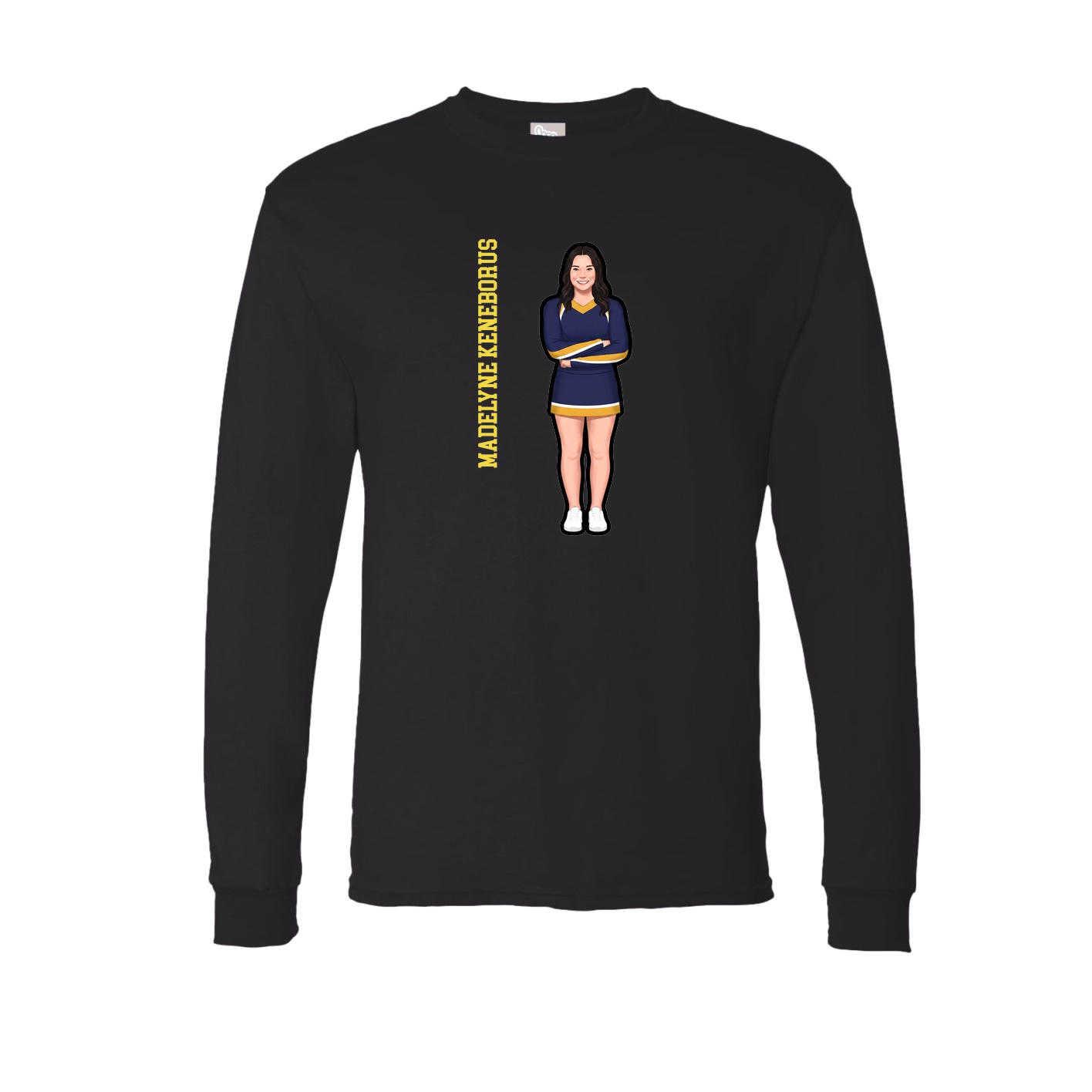 Long Sleeve Tee — Name Vertical in Black