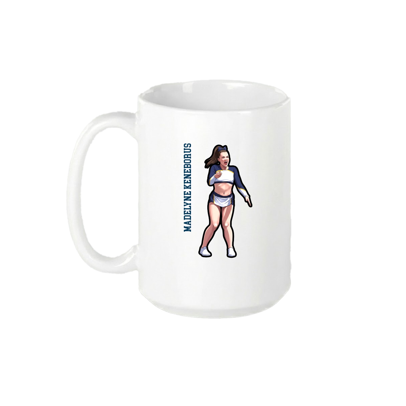 15oz Coffee Mug — Name Vertical in White