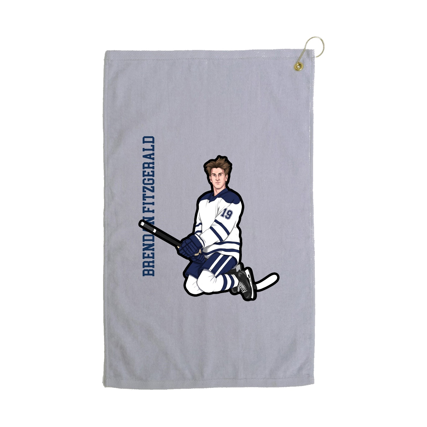 Golf Towel — Name Vertical in Grey