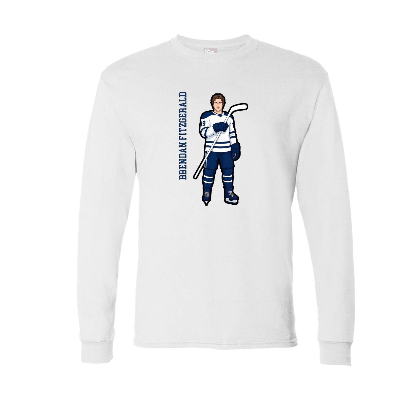 Long Sleeve Tee — Name Vertical in White