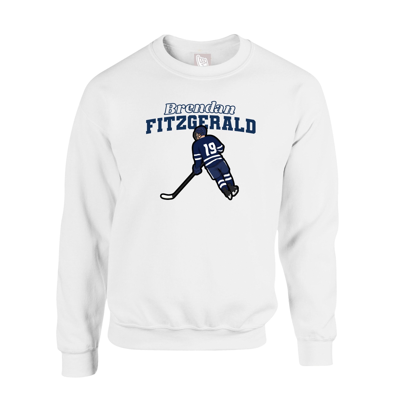 Fleece Crew — Name Arch in White
