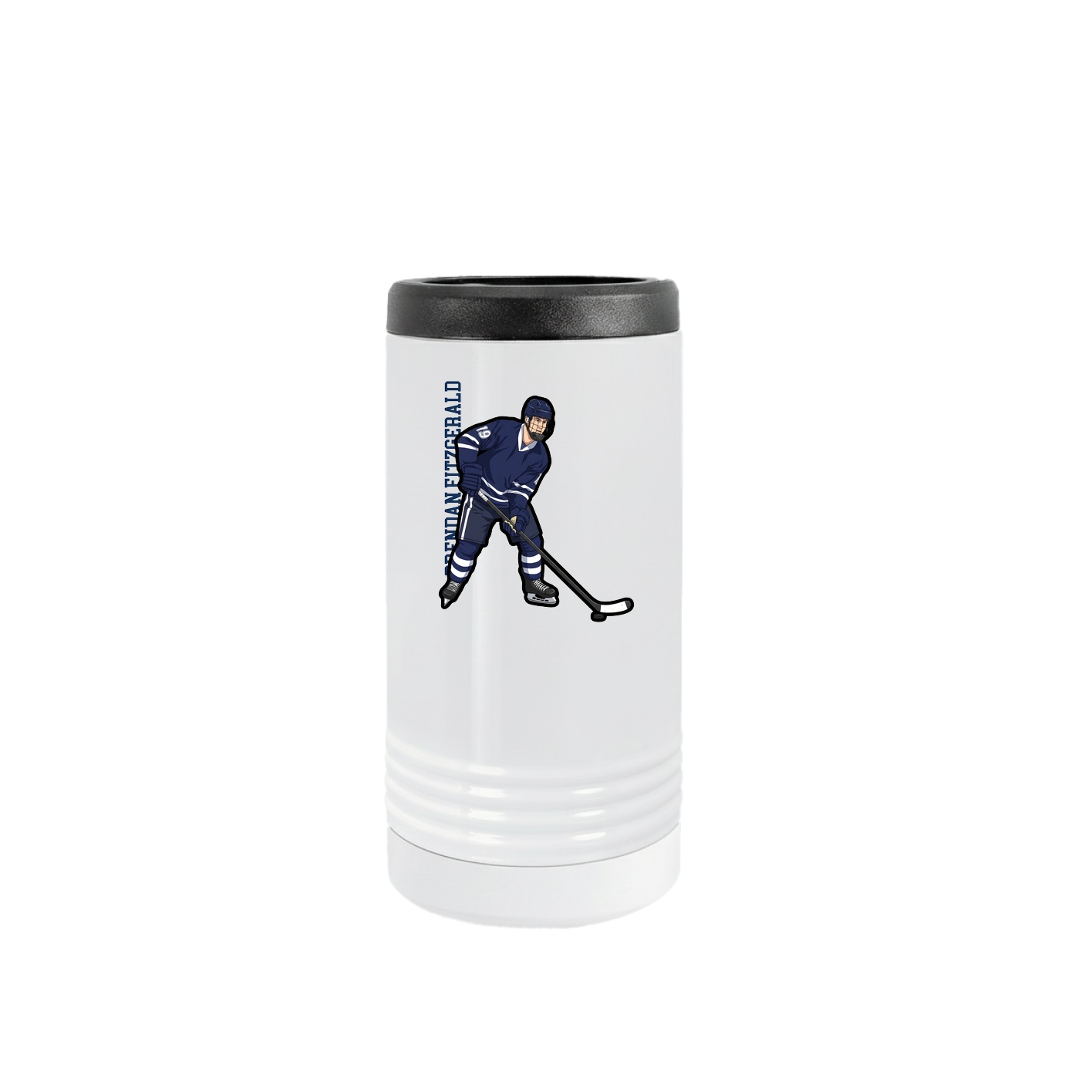 Slim Beverage Holder — Name Vertical in White