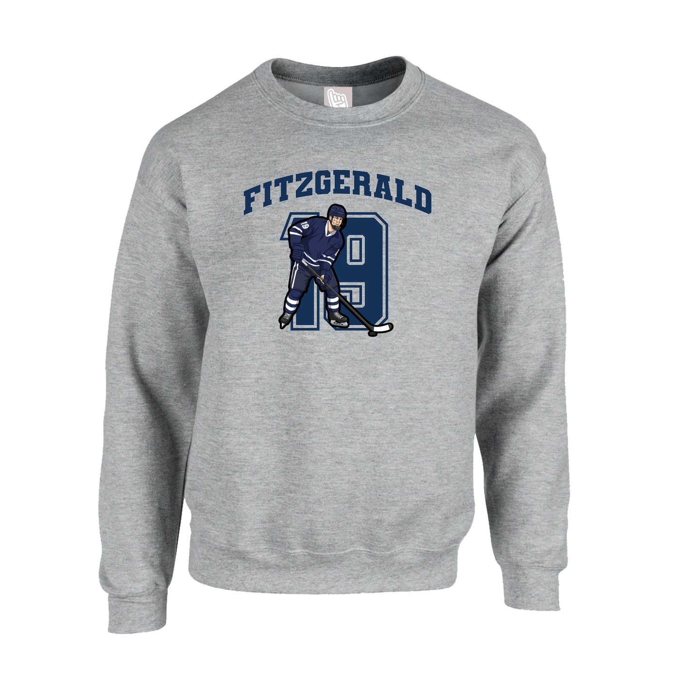 Fleece Crew — Number in Grey