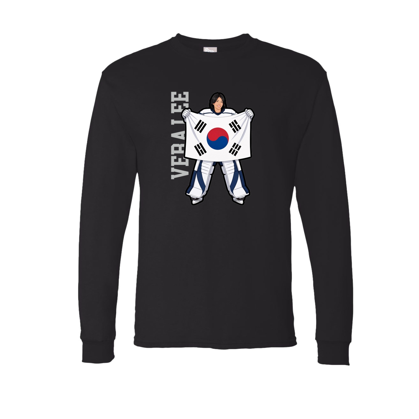 Long Sleeve Tee — Name Vertical in Black