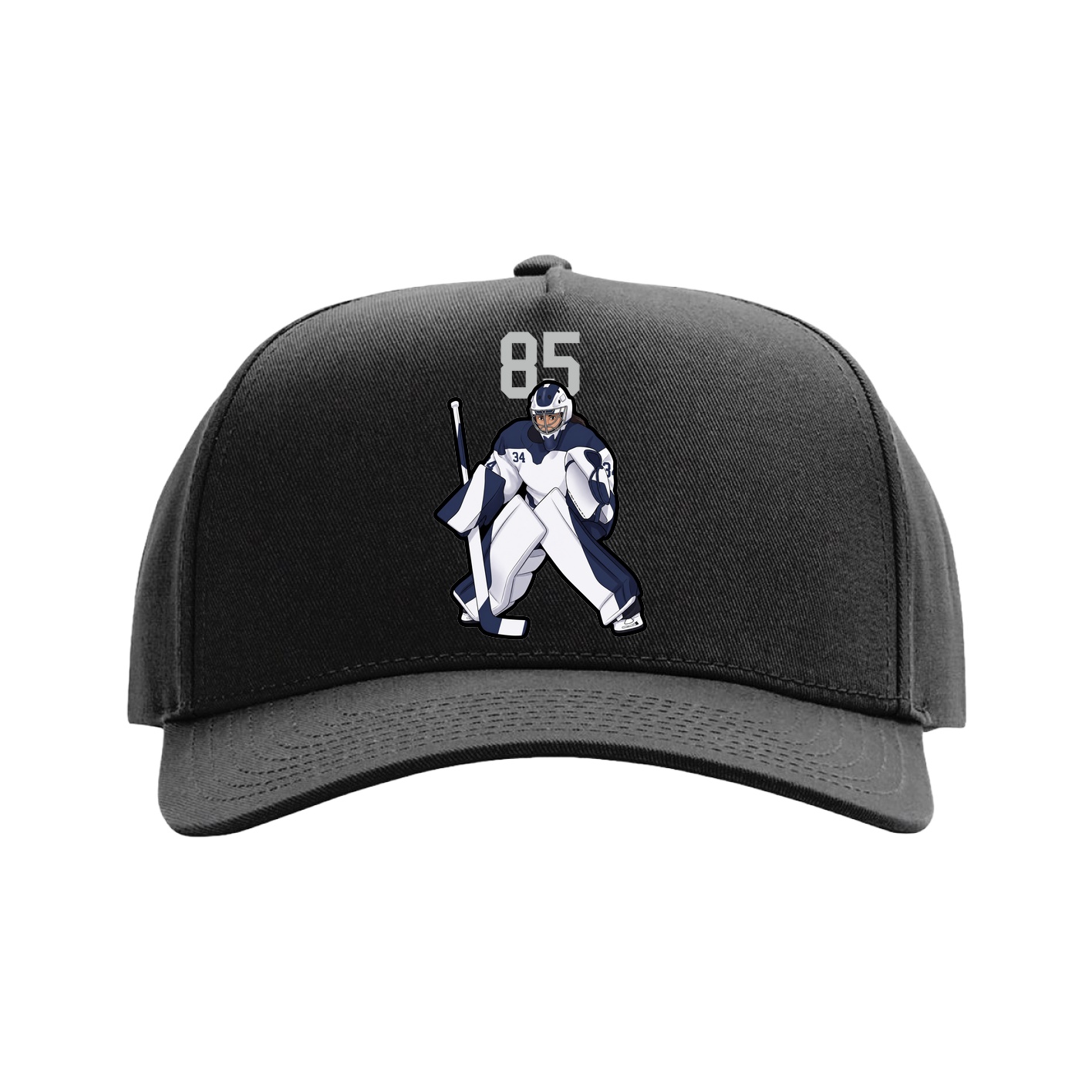 Full Fabric Five-Panel Champ Cap — Number Top in Black