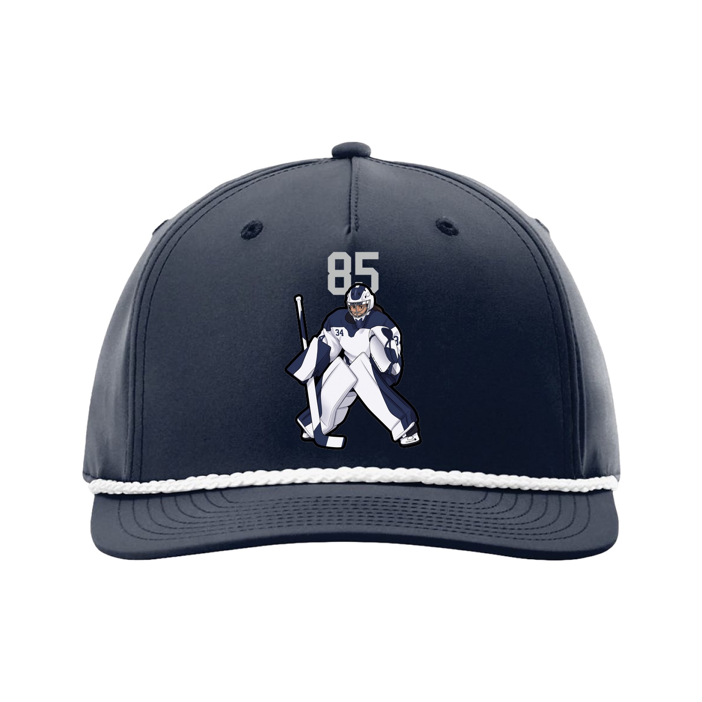 Five-Panel Classic Rope Cap — Number Top in Navy
