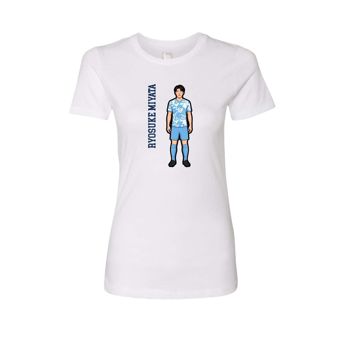 Fitted Women's Tee — Name Vertical in White