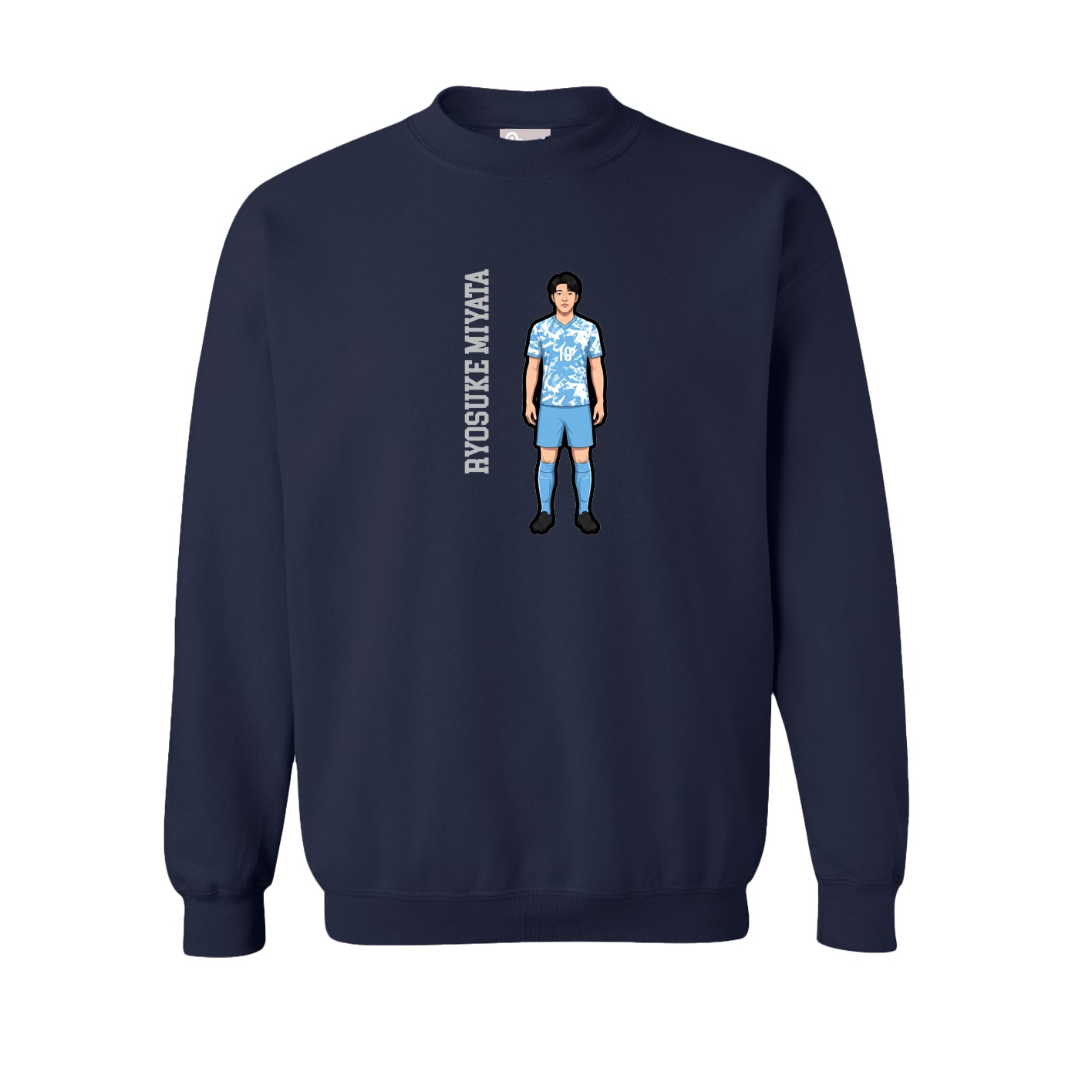 Fleece Crew — Name Vertical in Navy