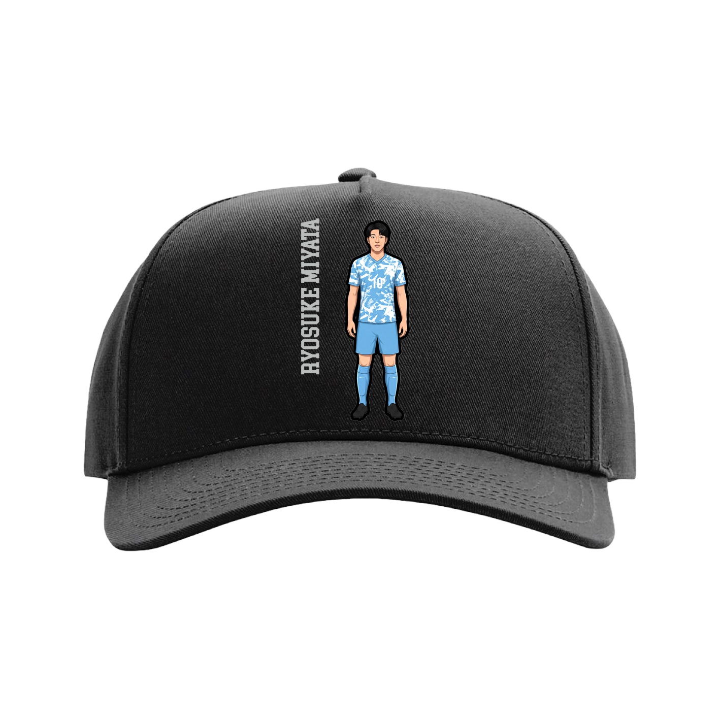 Full Fabric Five-Panel Champ Cap — Name Vertical in Black