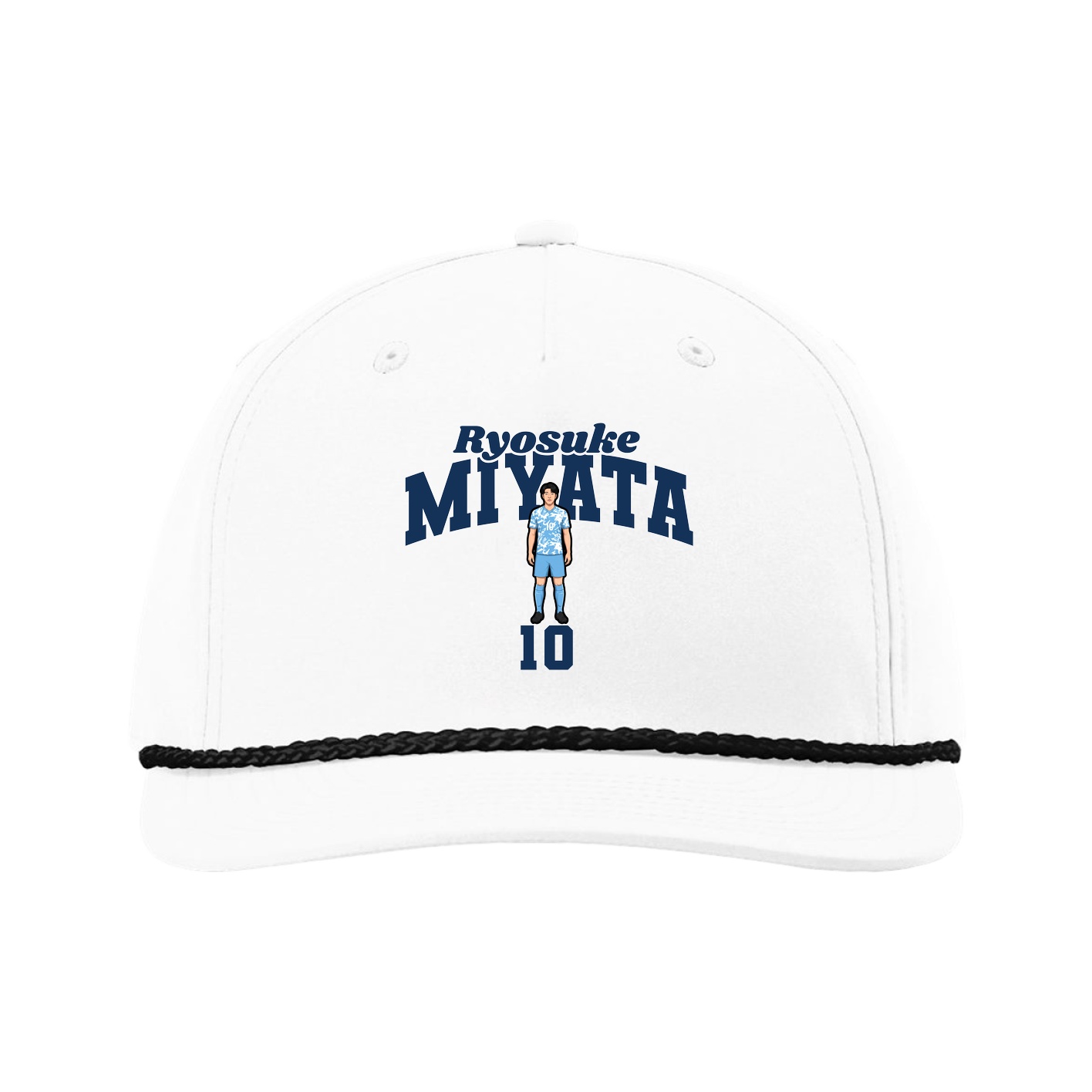 Five-Panel Classic Rope Cap — Signature Arch in White