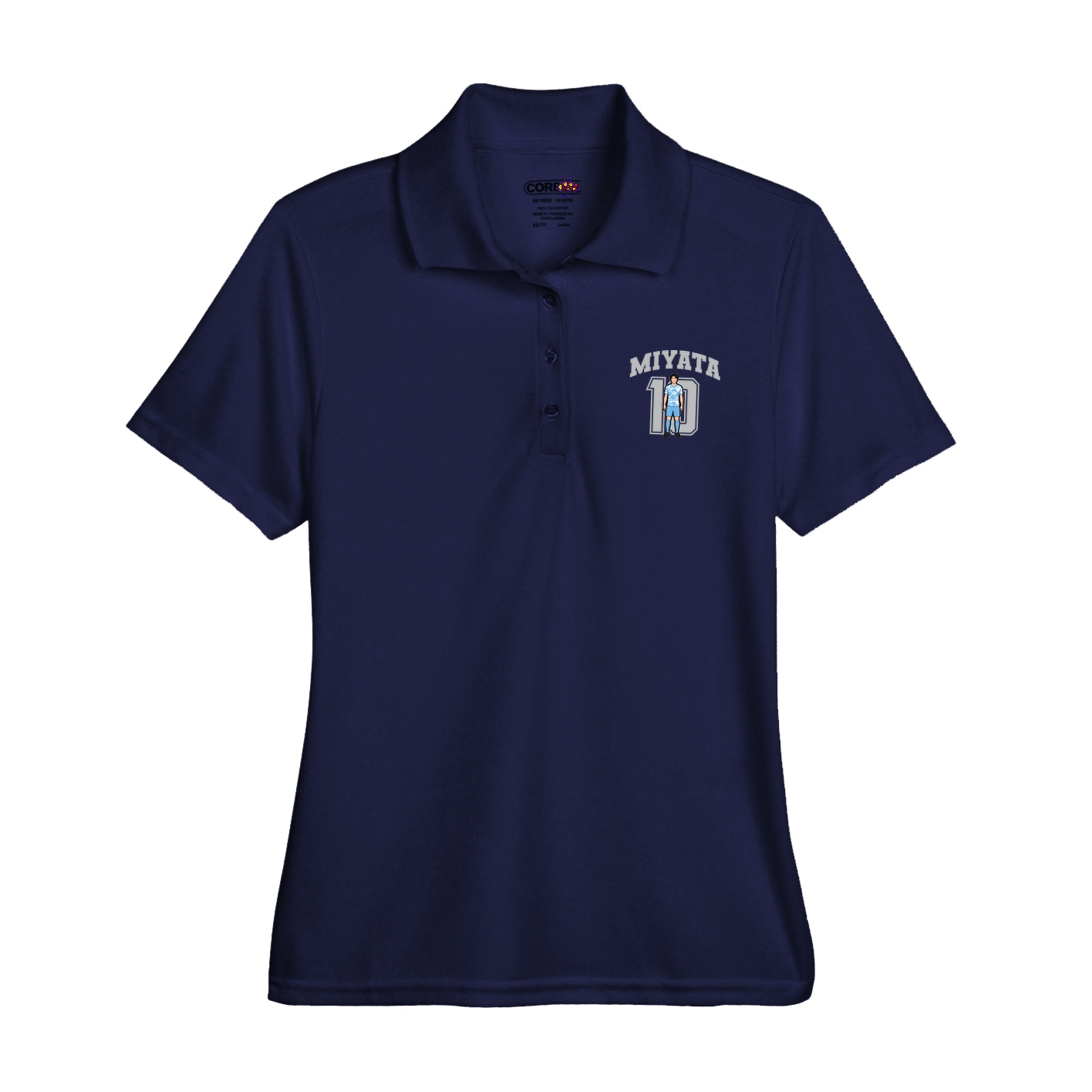 Womens Performance Polo — Number in Navy