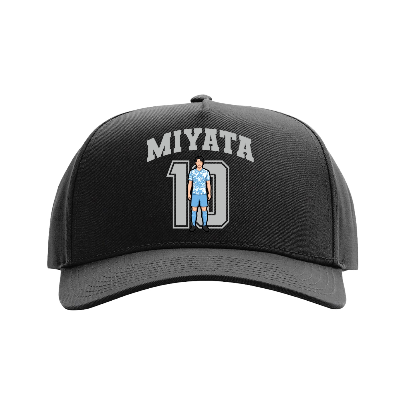 Full Fabric Five-Panel Champ Cap — Number in Black