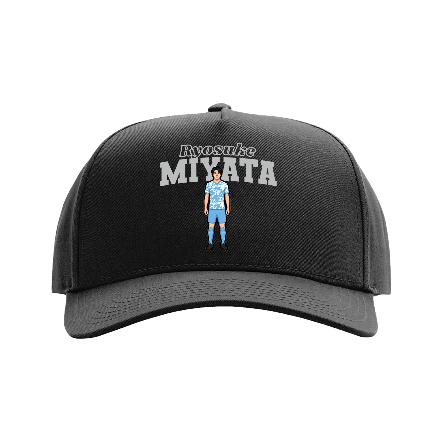 Full Fabric Five-Panel Champ Cap — Name Arch in Black