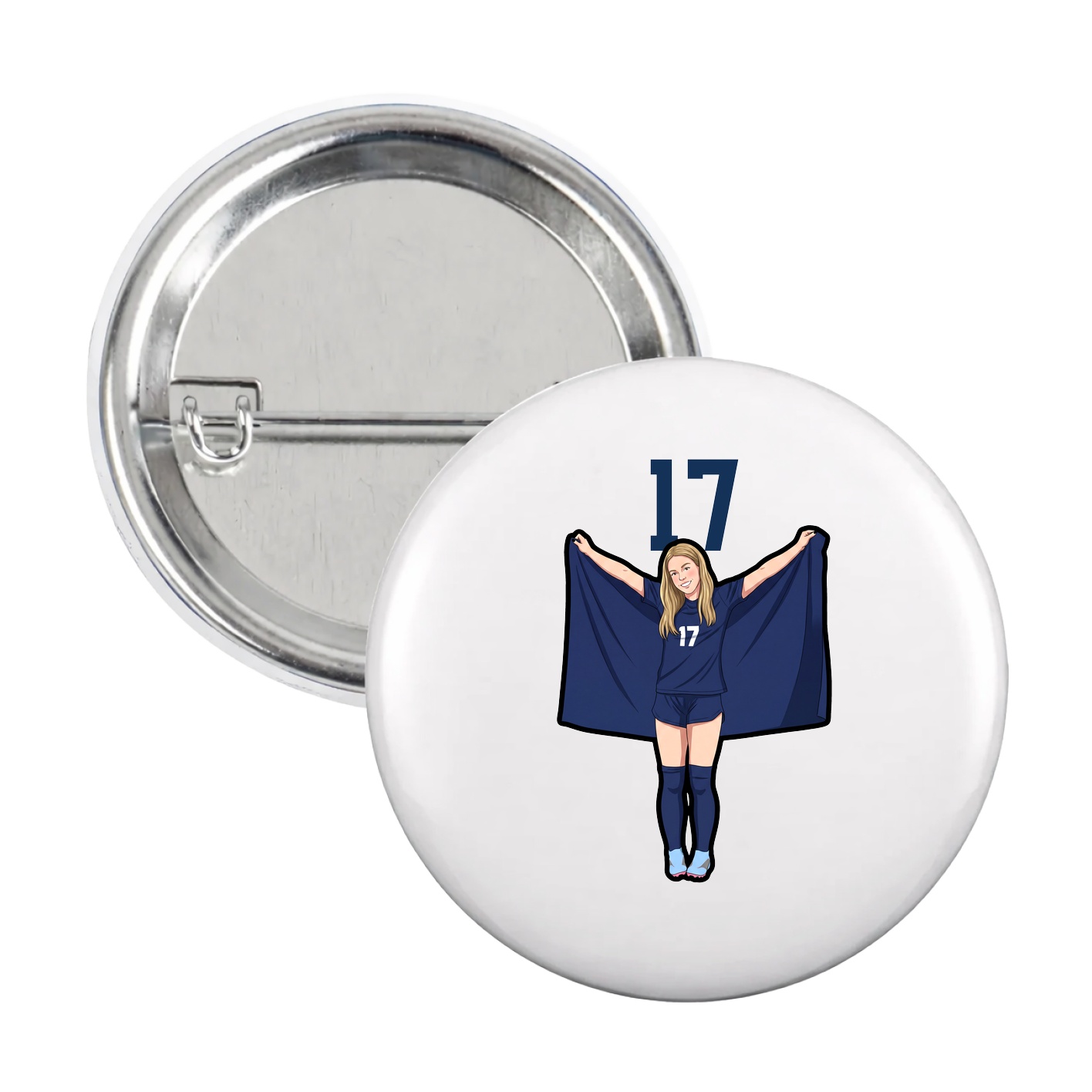 Game Day Button — Number Top in White