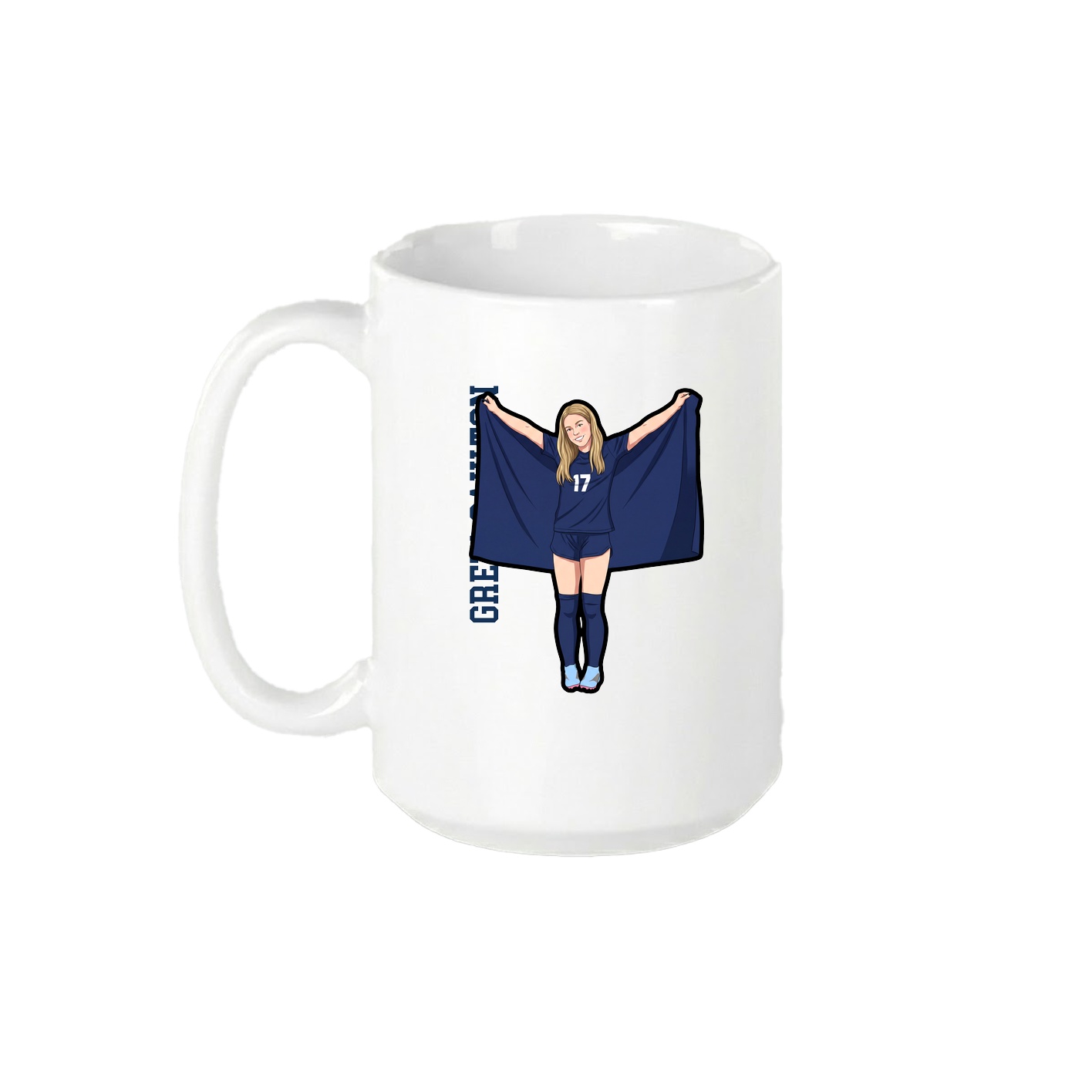 15oz Coffee Mug — Name Vertical in White
