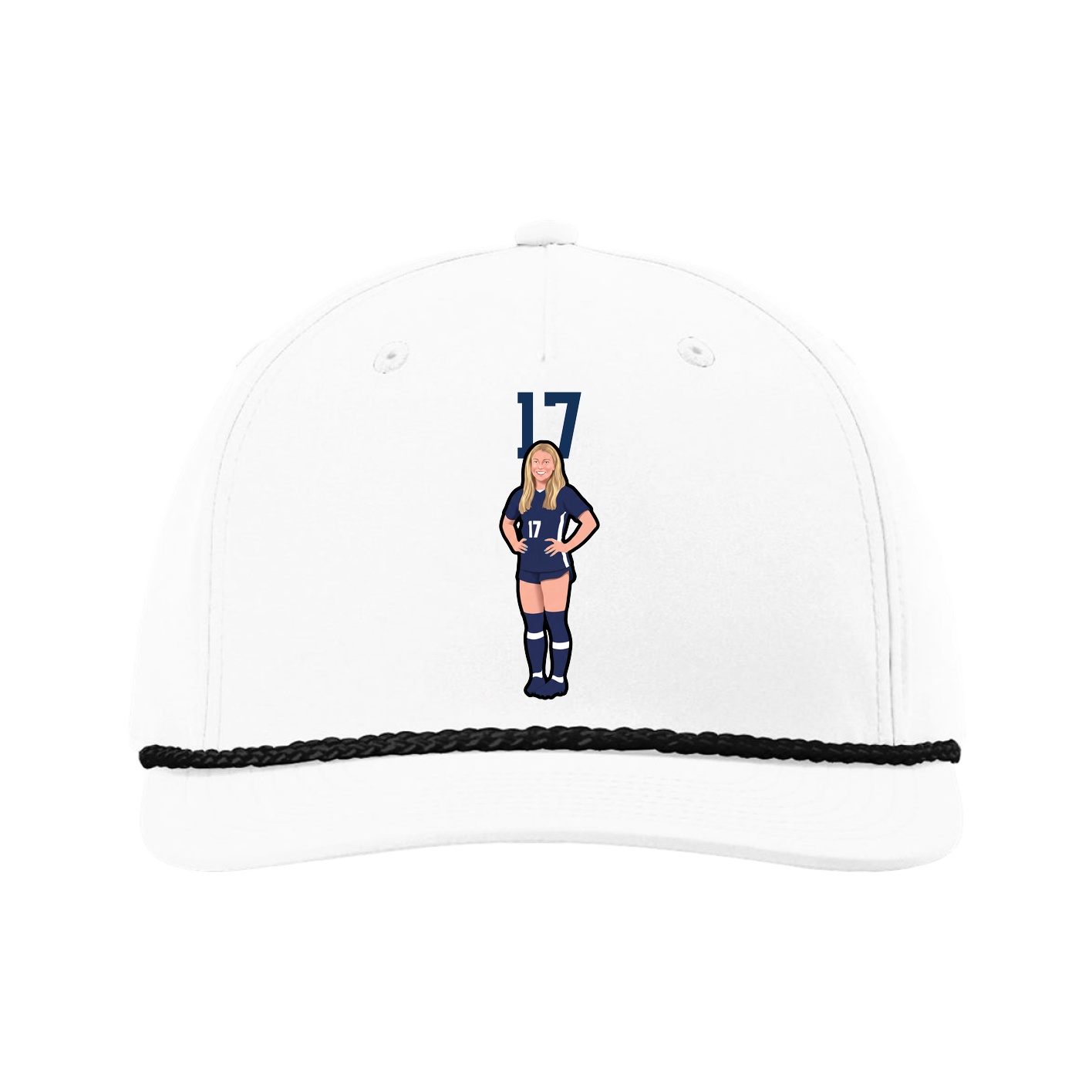Five-Panel Classic Rope Cap — Number Top in White