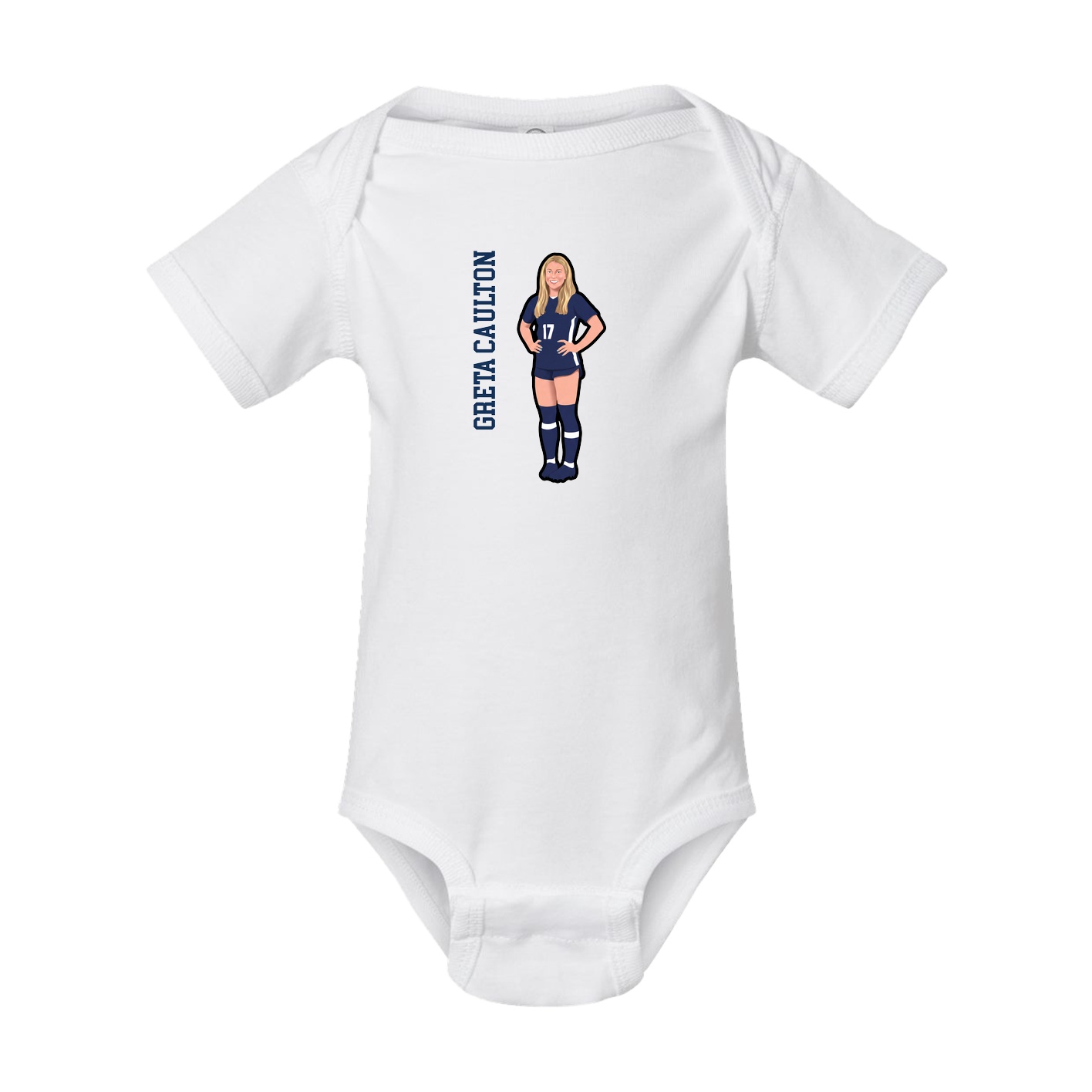 Baby Onesie — Name Vertical in White