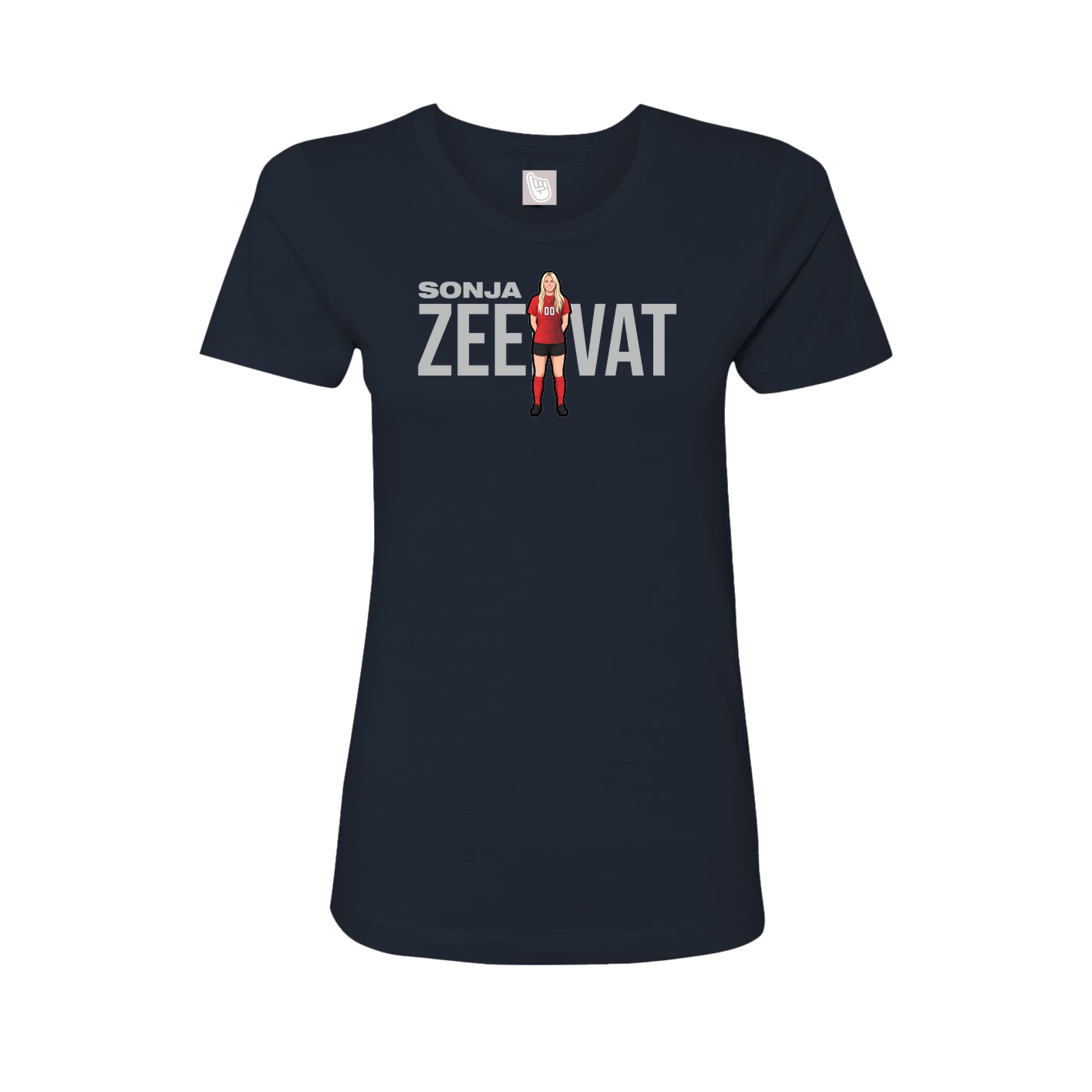 Fitted Women's Tee — Player Name in Navy