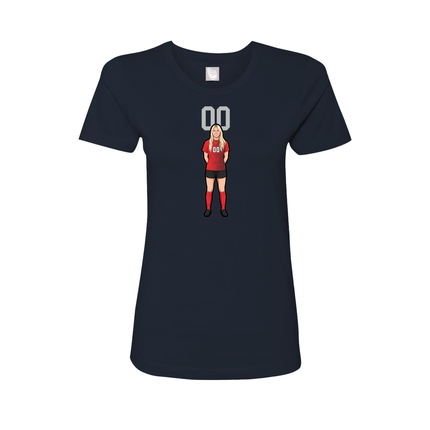 Fitted Women's Tee — Number Top in Navy