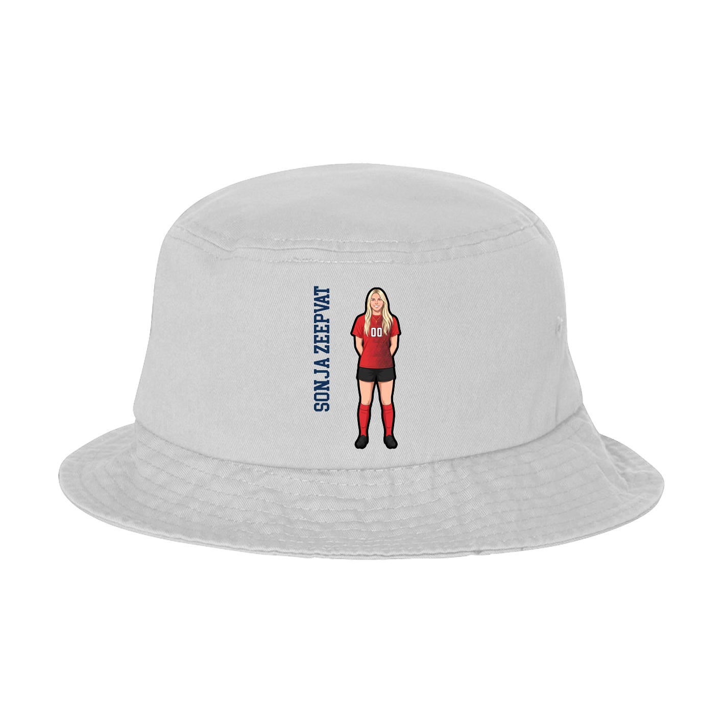 Bucket Cap — Name Vertical in White