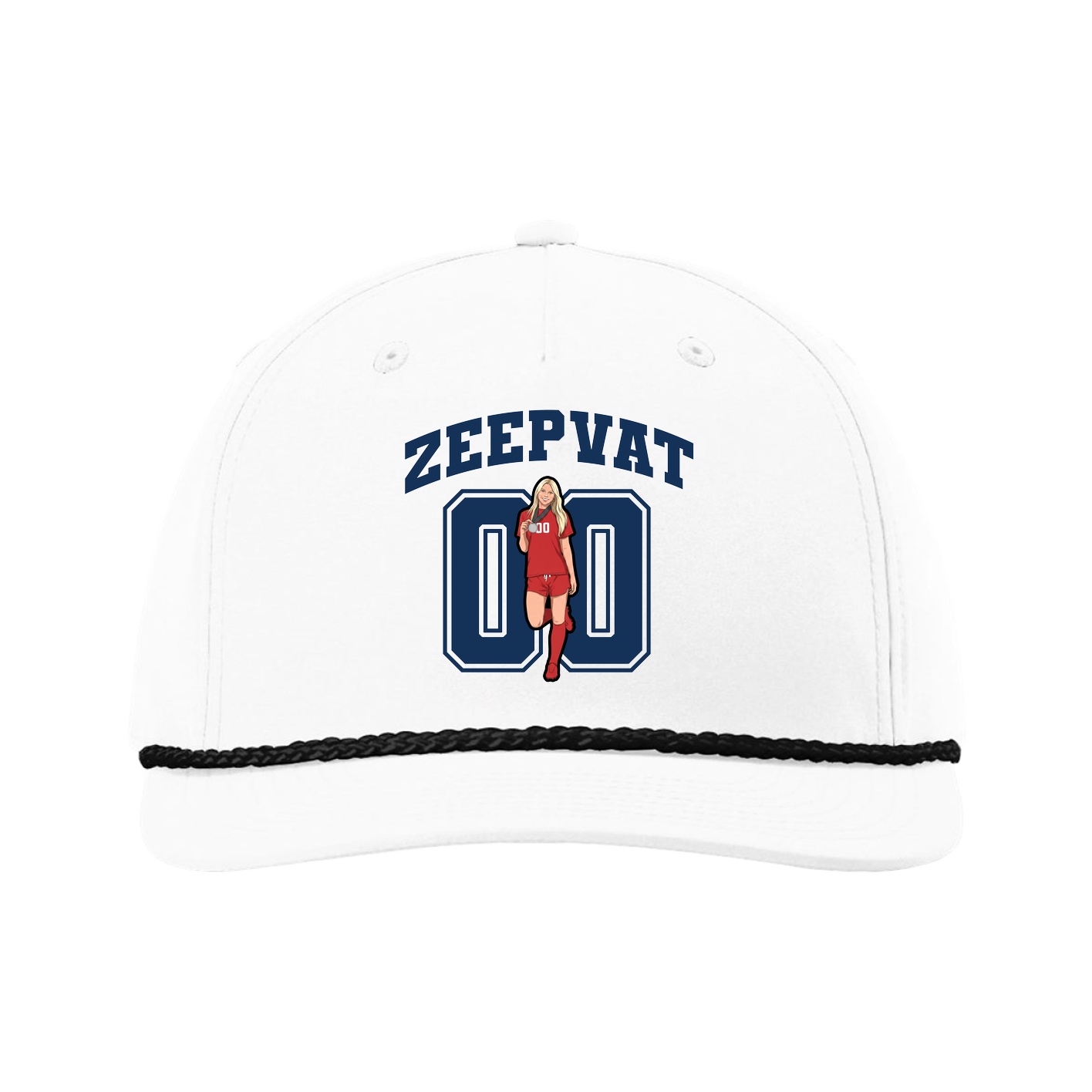 Five-Panel Classic Rope Cap — Number in White