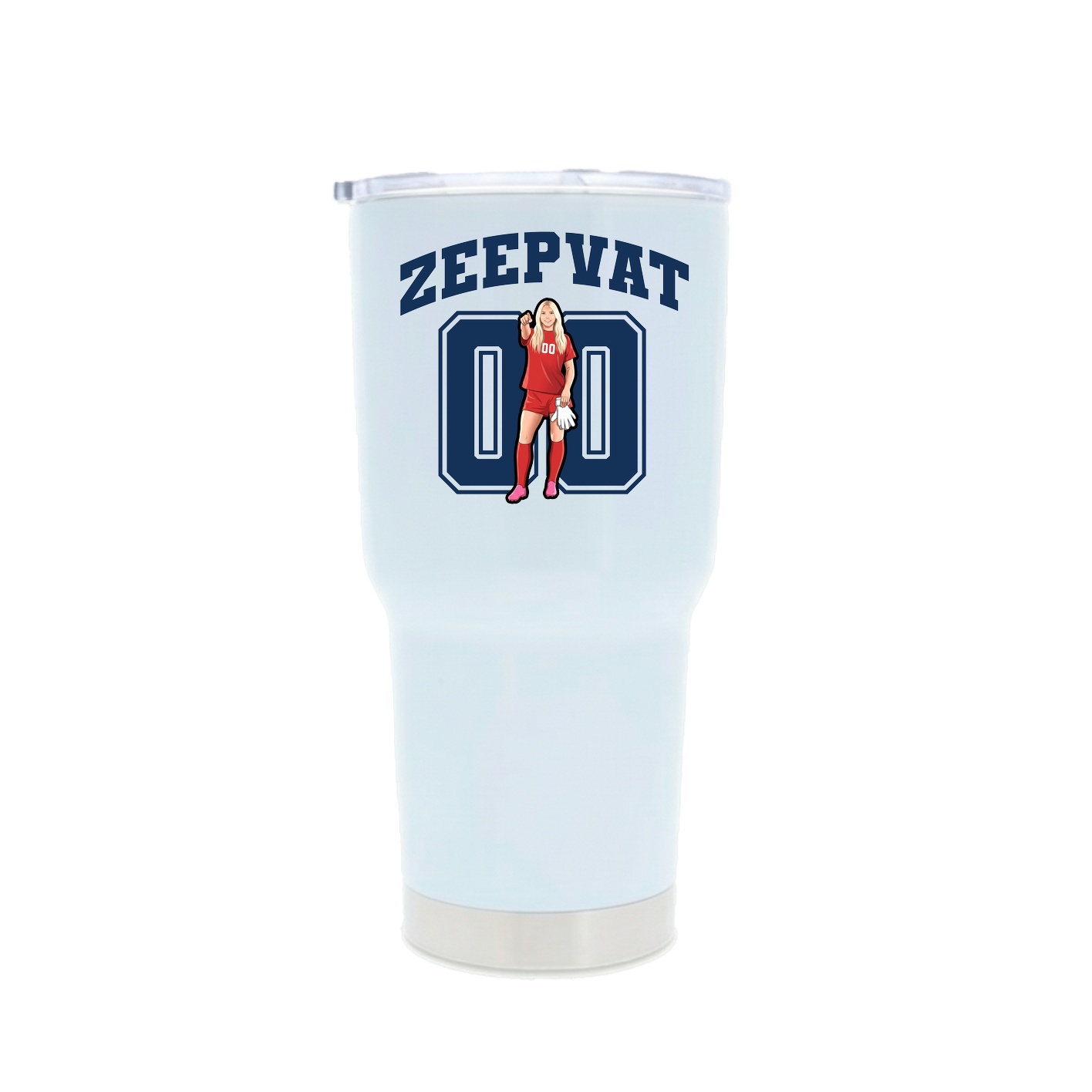 30oz Stainless Steel Tumbler — Number in White
