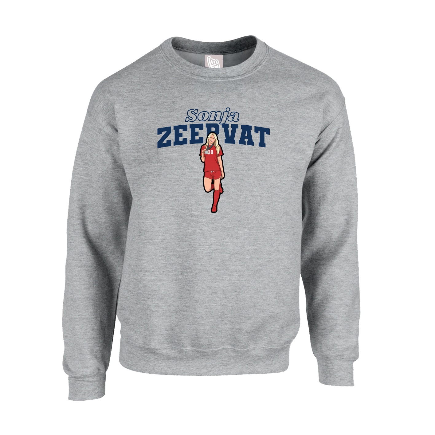 Fleece Crew — Name Arch in Grey