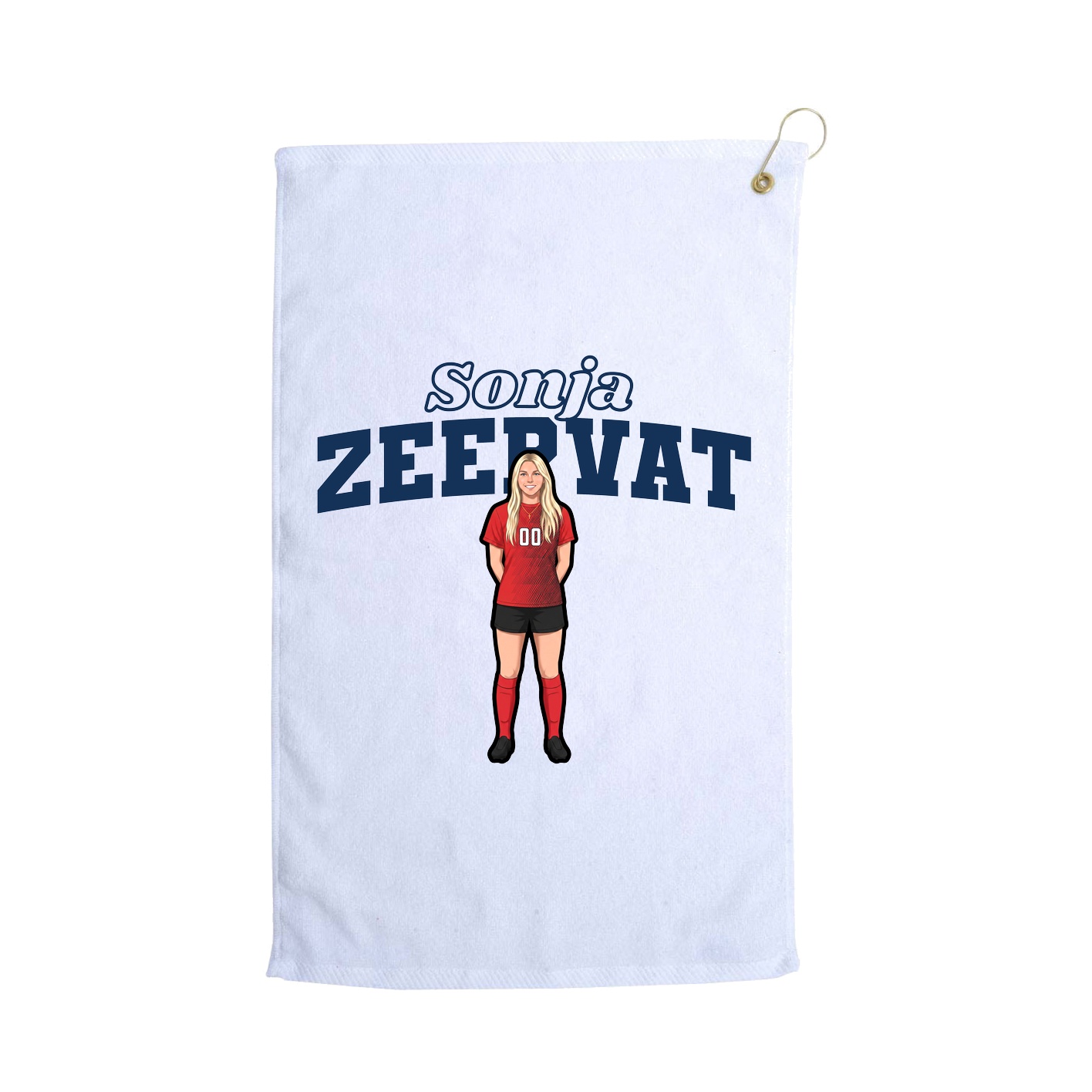 Golf Towel — Name Arch in White