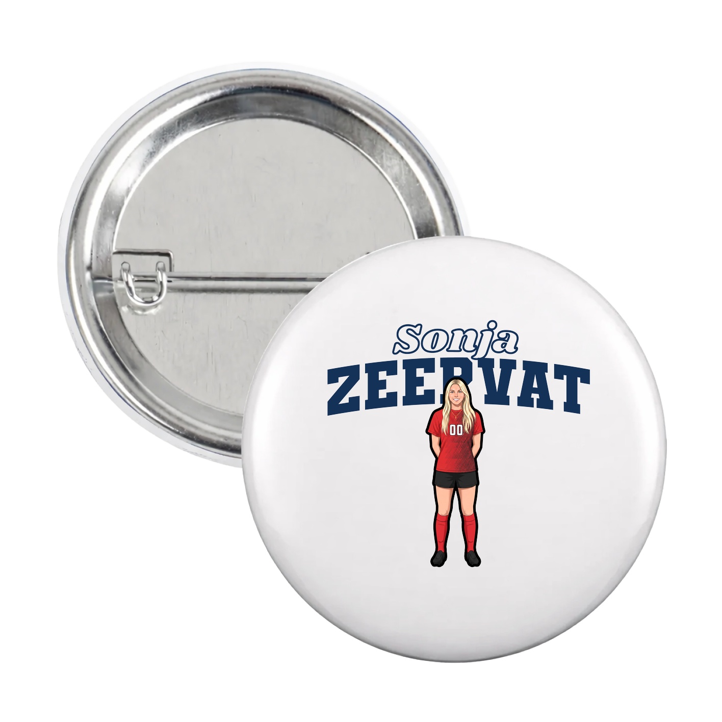 Game Day Button — Name Arch in White