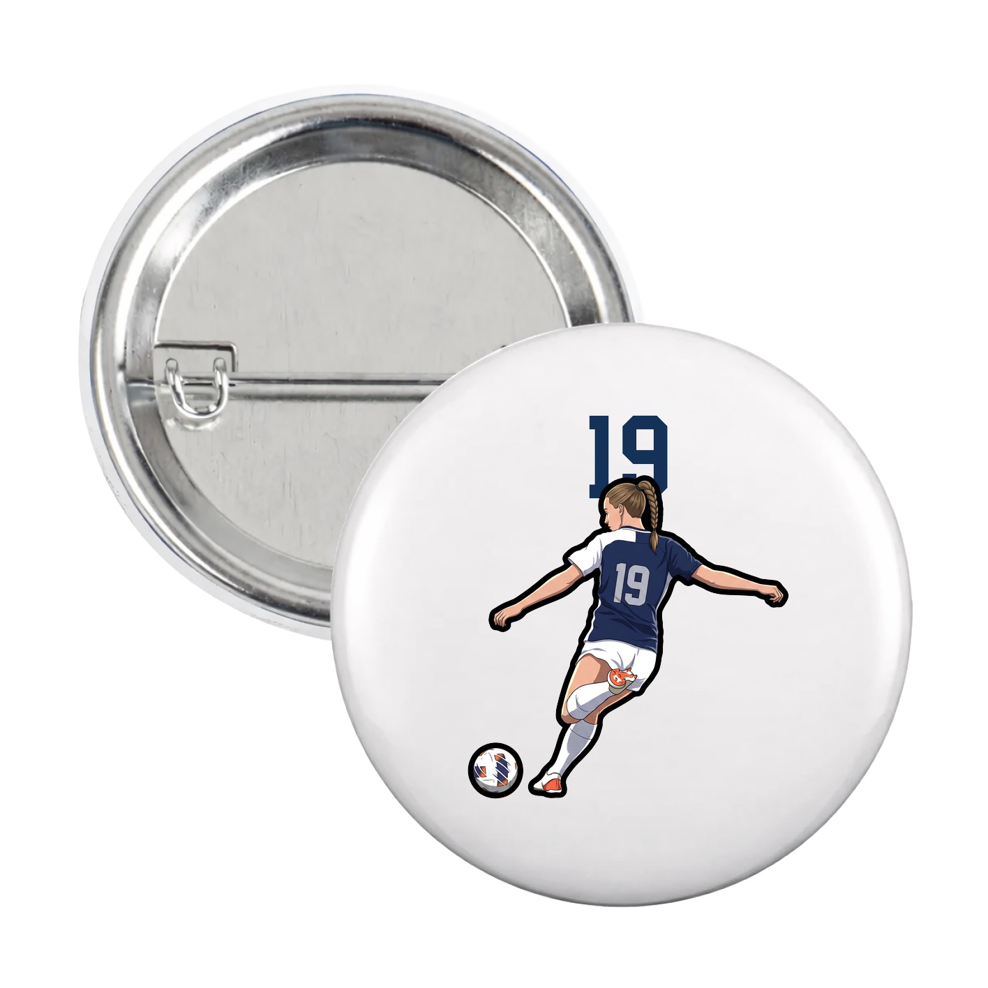 Game Day Button — Number Top in White